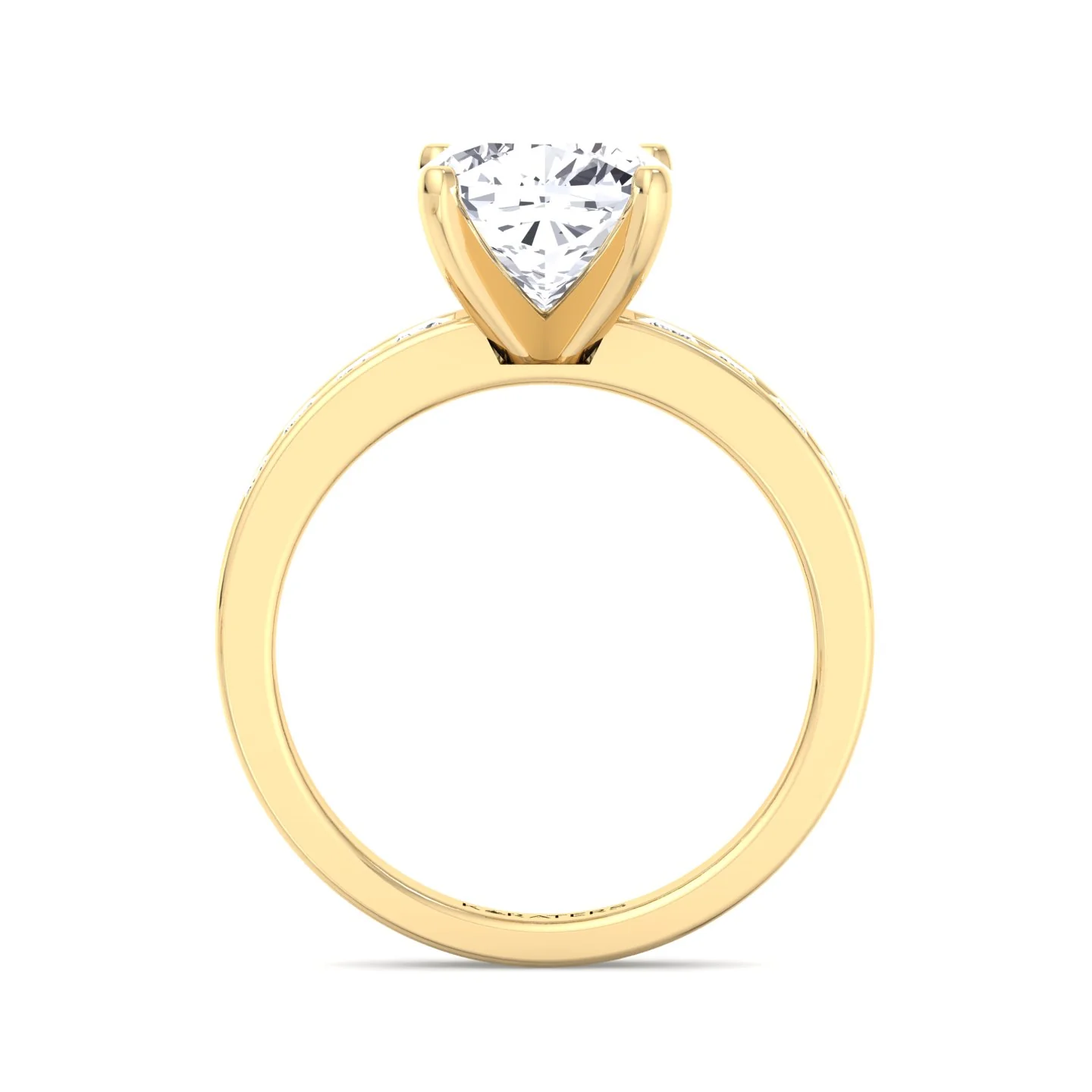 Cushion Cut Lab Grown Diamond Engagement Ring With Princess Cut SideStones - Image 8