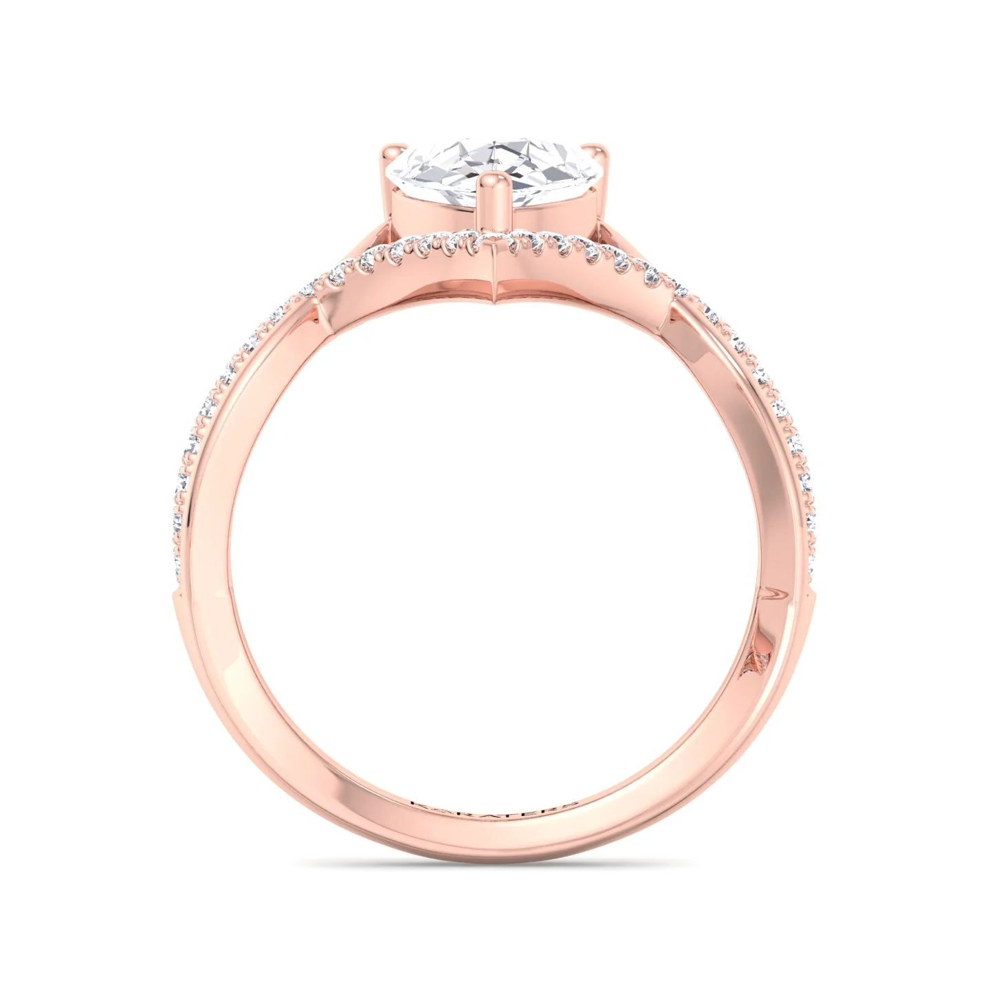 Pear Shaped Cut Lab Grown Diamond Engagement Ring with Twisted Pave Band - Image 12