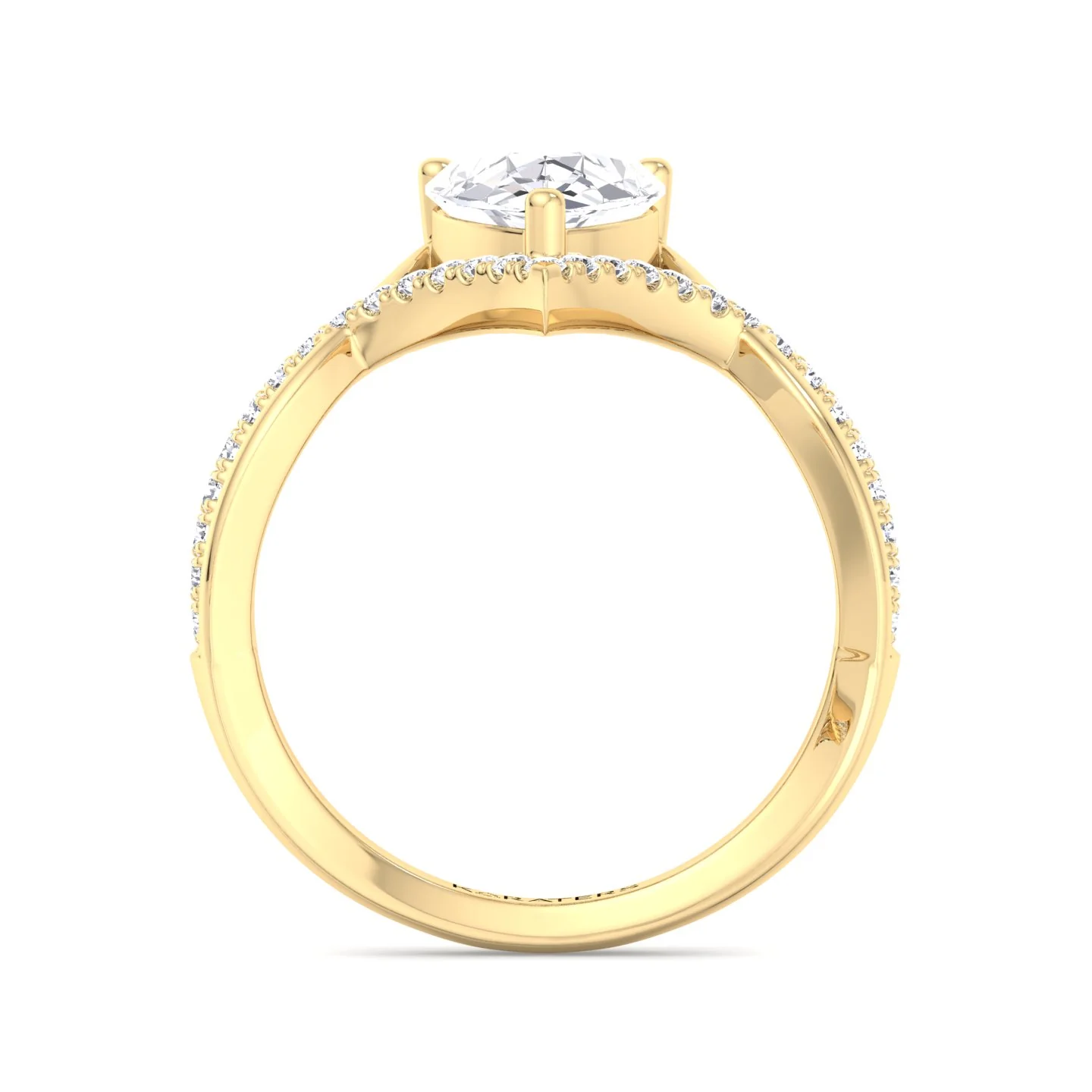 Pear Shaped Cut Lab Grown Diamond Engagement Ring with Twisted Pave Band - Image 8