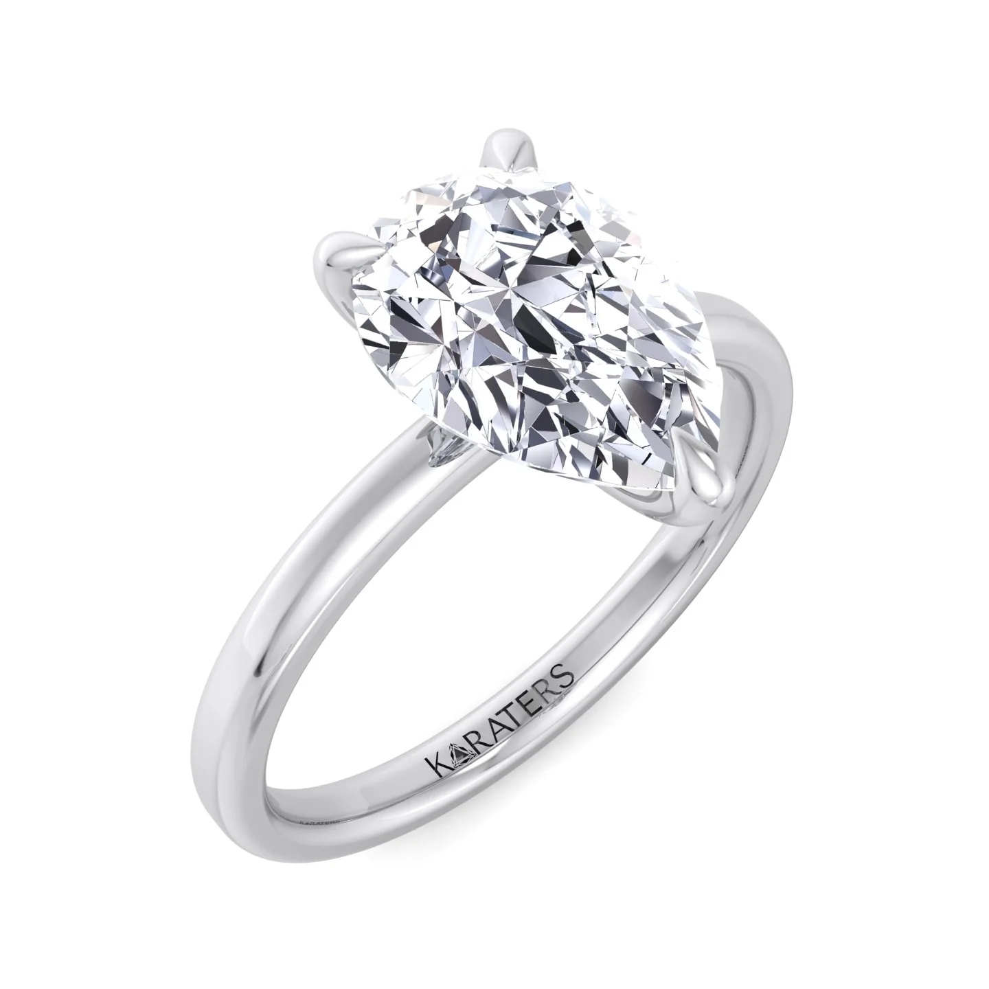 Pear Shape Lab Grown Diamond Engagement Ring with Sidestones - Image 5