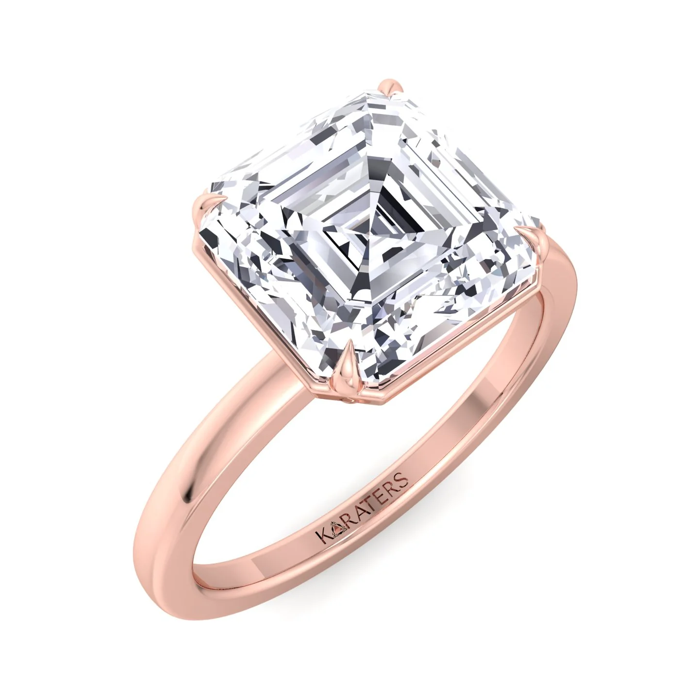 Asscher Cut Lab Grown Diamond Solitaire Engagement Ring - Image 12