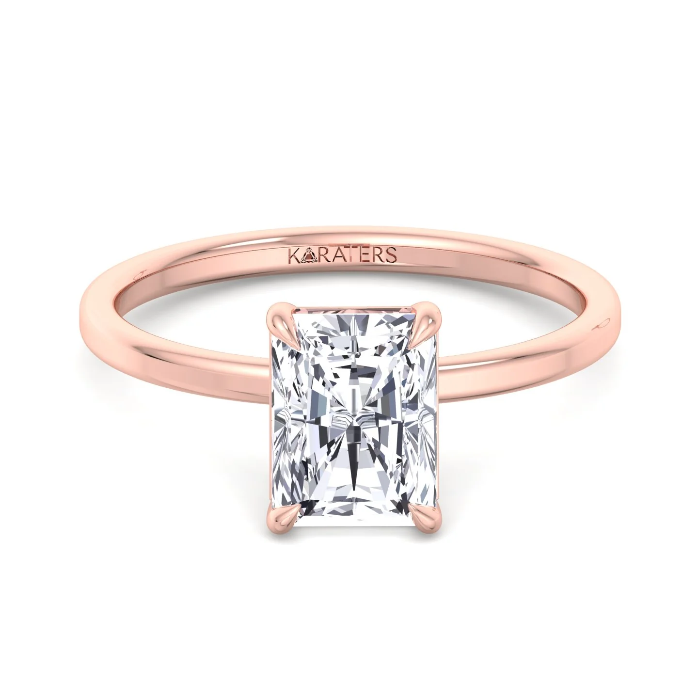 Radiant Cut Solitaire Lab Grown Diamond Claw Prong Engagement Ring - Image 13