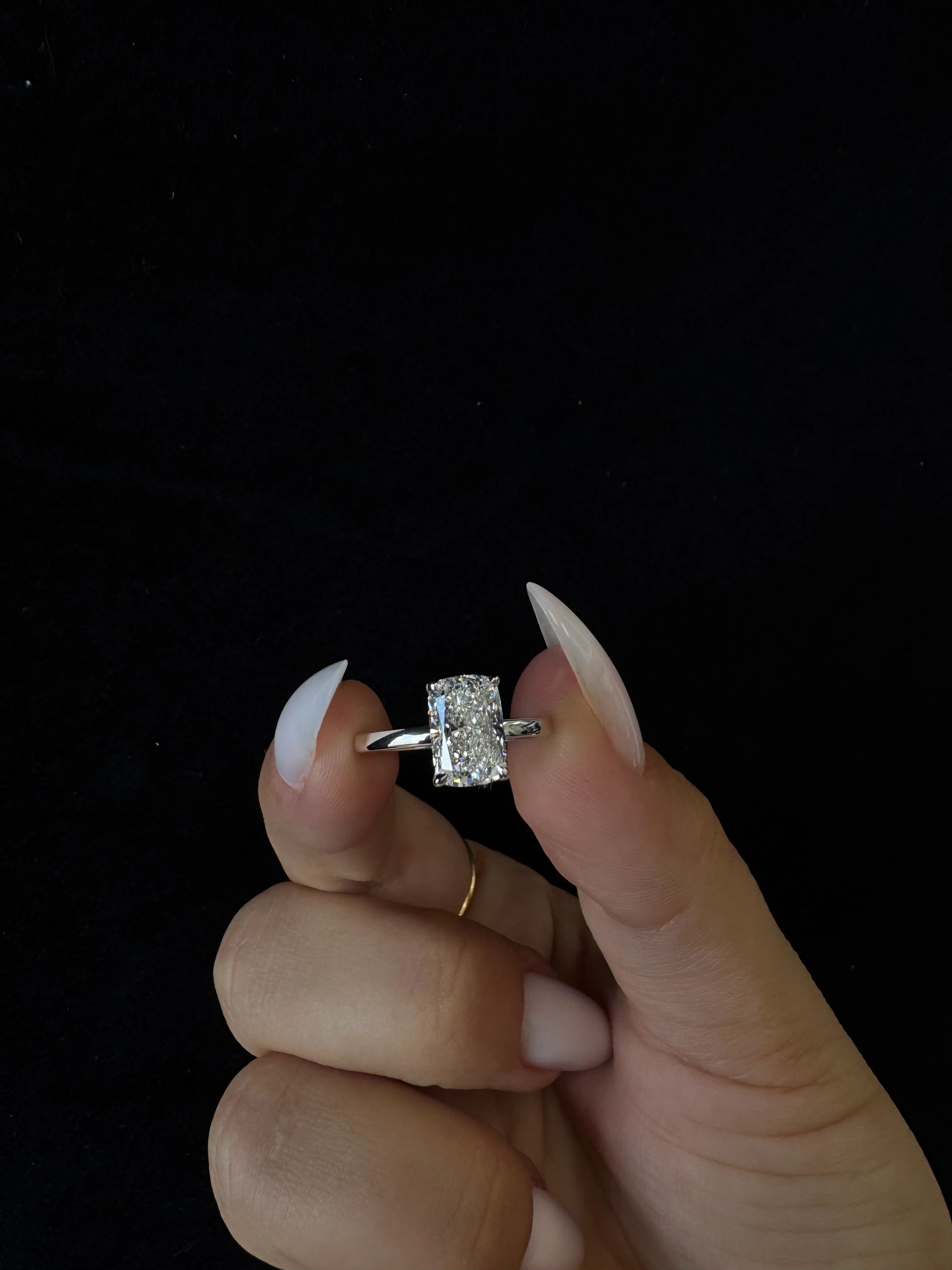 Radiant Cut Solitaire Lab Grown Diamond Claw Prong Engagement Ring - Image 15