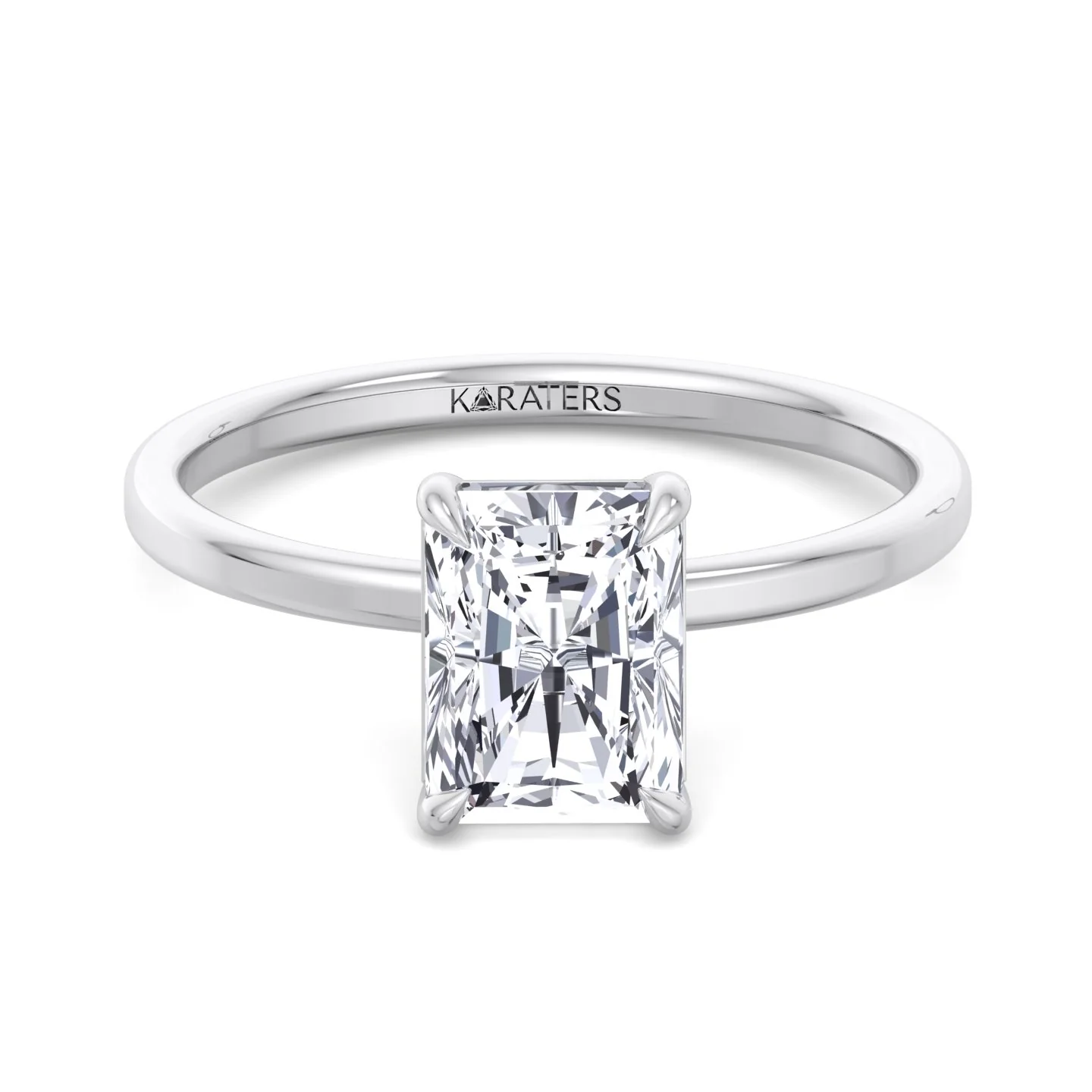 Radiant Cut Solitaire Lab Grown Diamond Claw Prong Engagement Ring - Image 4