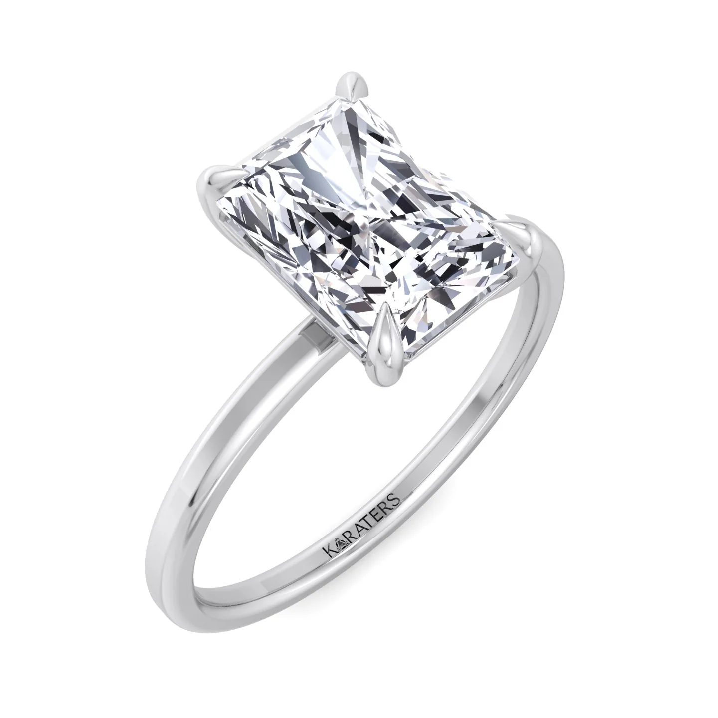 Radiant Cut Solitaire Lab Grown Diamond Claw Prong Engagement Ring - Image 5