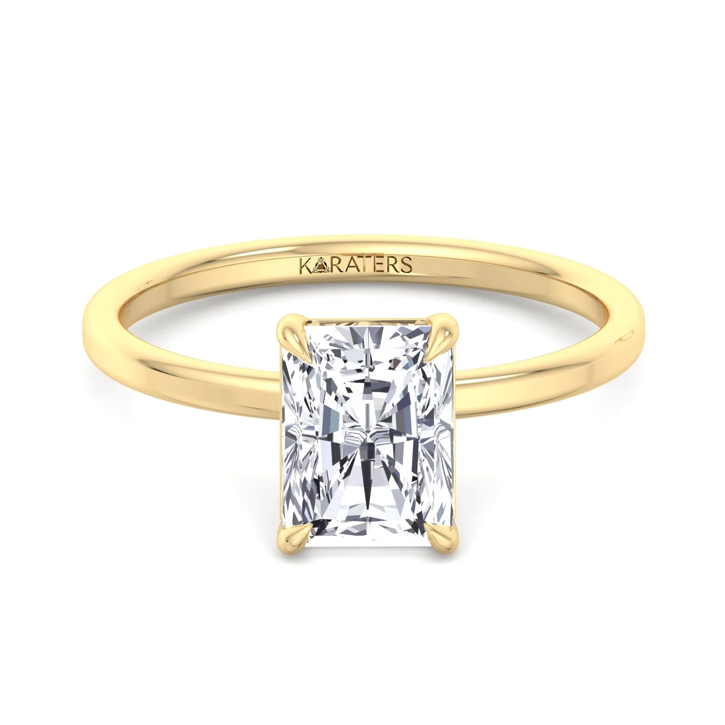 Radiant Cut Solitaire Lab Grown Diamond Claw Prong Engagement Ring - Image 8
