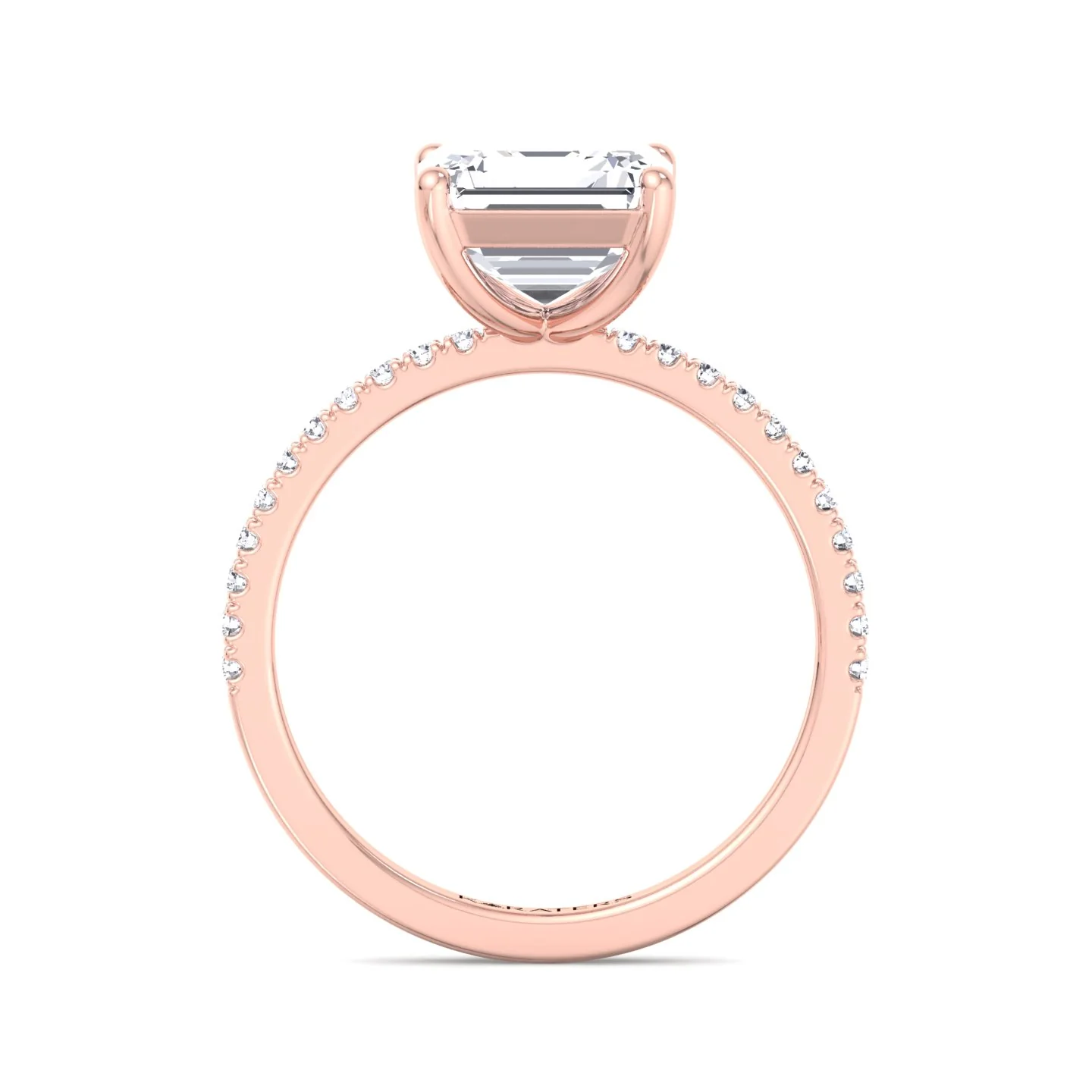 Asscher Cut Lab Grown Diamond Dainty Engagement Ring with SideStones - Image 11