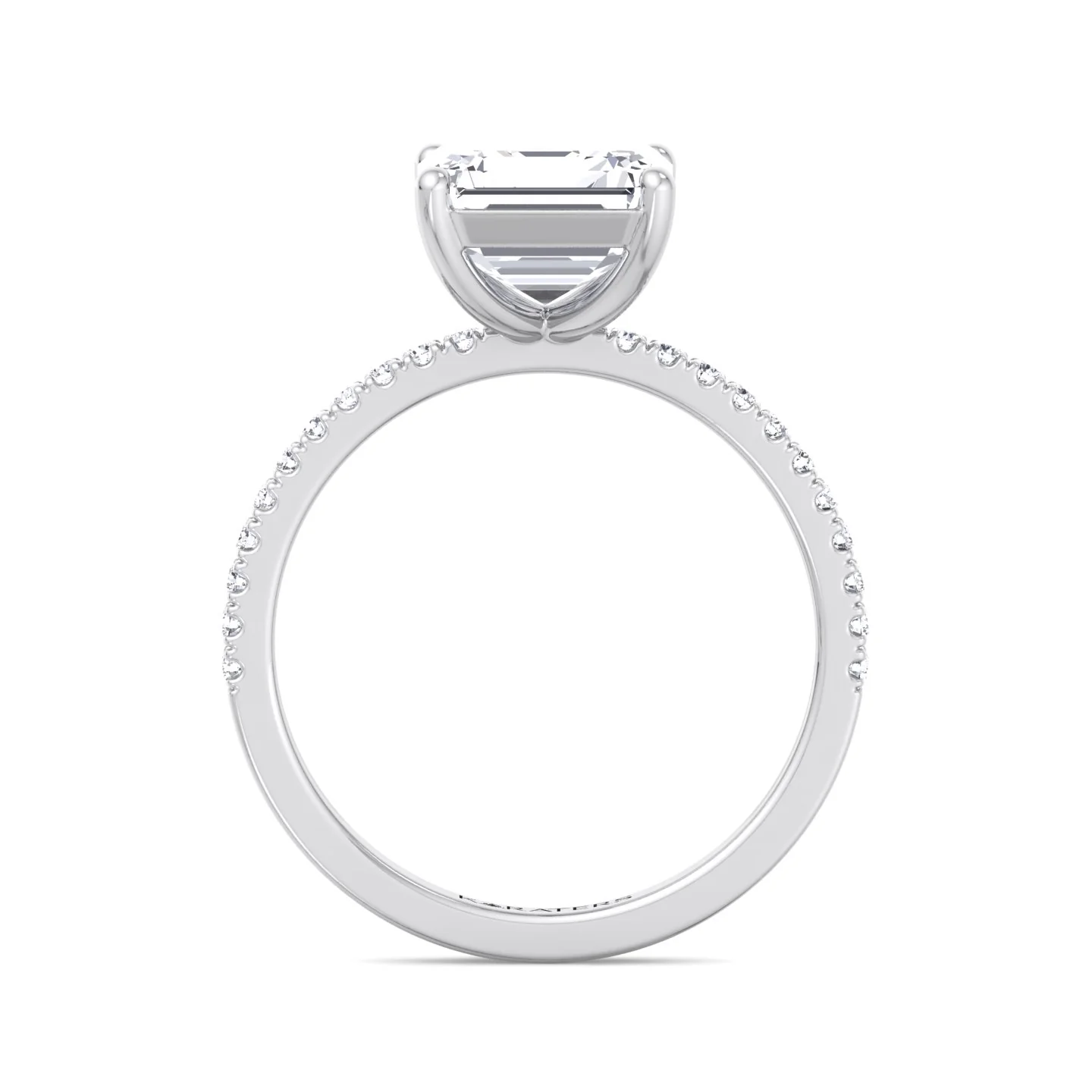 Asscher Cut Lab Grown Diamond Dainty Engagement Ring with SideStones - Image 3