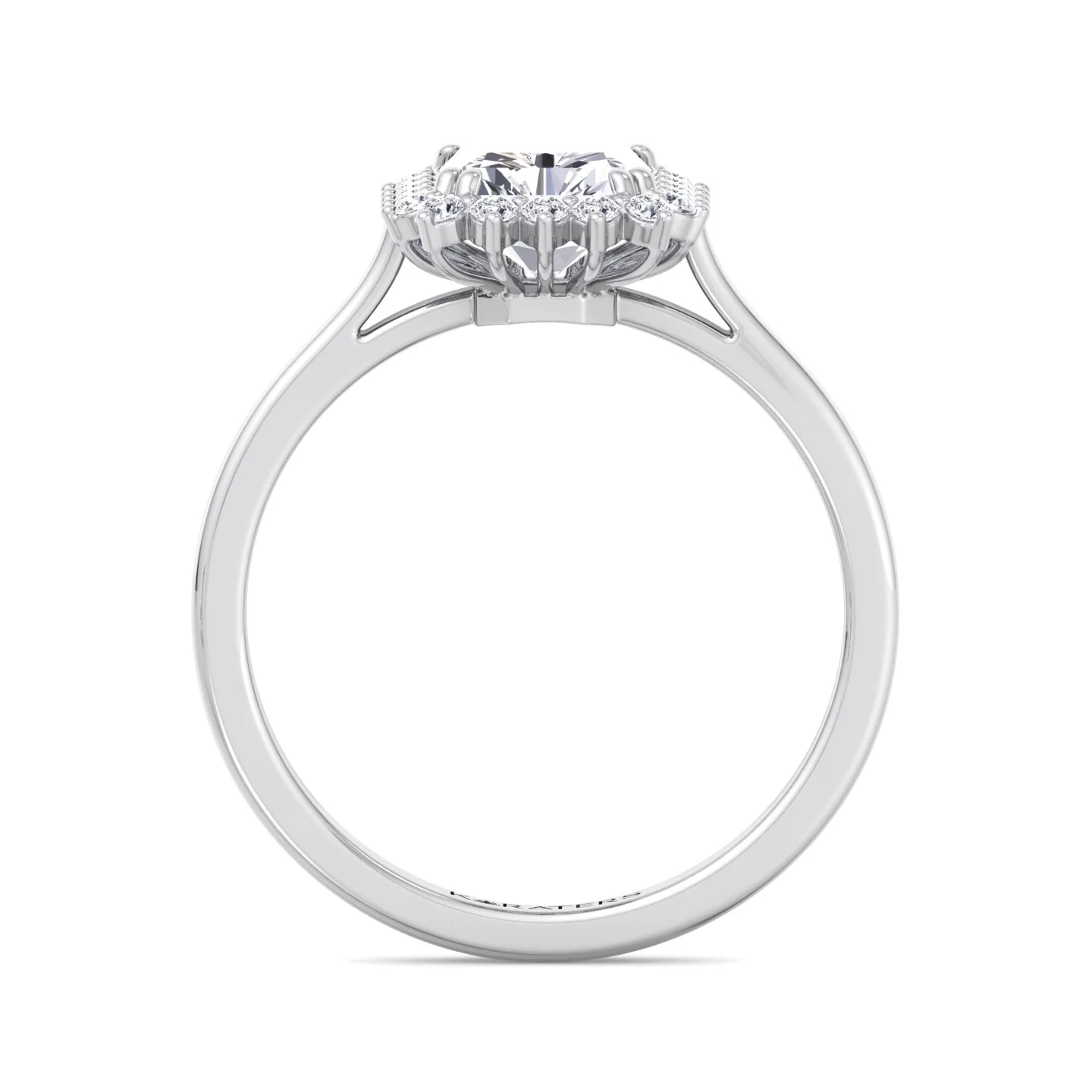 Radiant Cut Solitaire Halo Lab Grown Diamond Engagement Ring - Image 4
