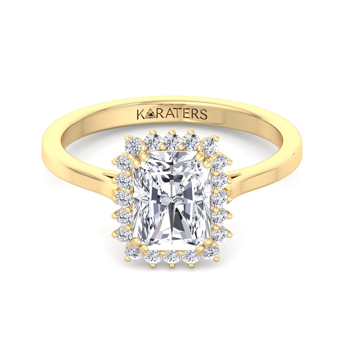 Radiant Cut Solitaire Halo Lab Grown Diamond Engagement Ring - Image 7