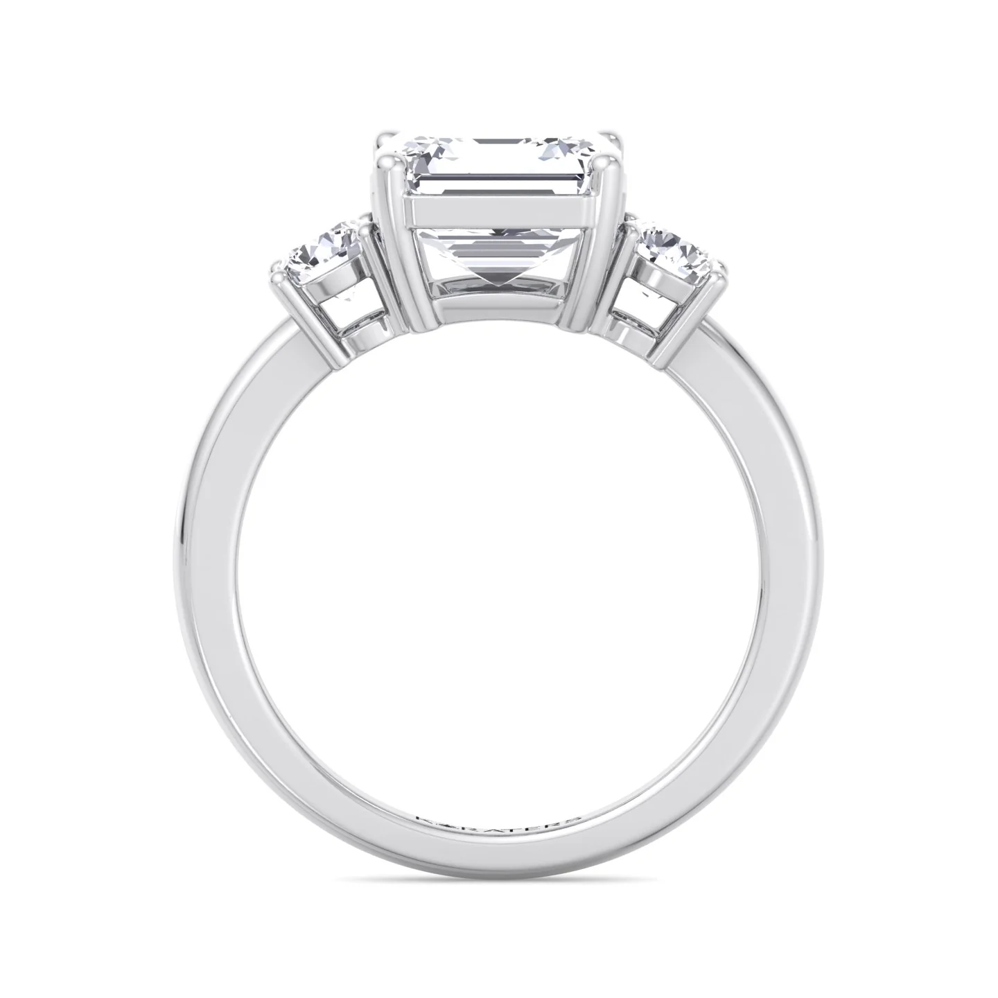 Asscher Cut Solitaire Lab Grown Diamond Engagement Ring with Round SideStones - Image 4