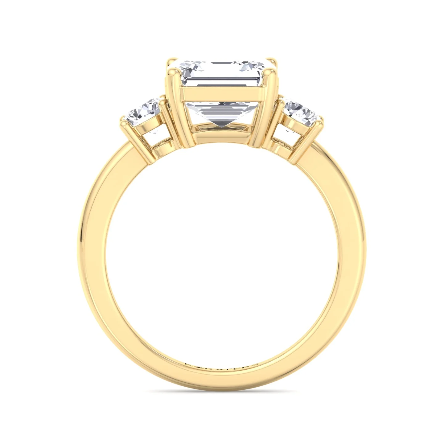Asscher Cut Solitaire Lab Grown Diamond Engagement Ring with Round SideStones - Image 8