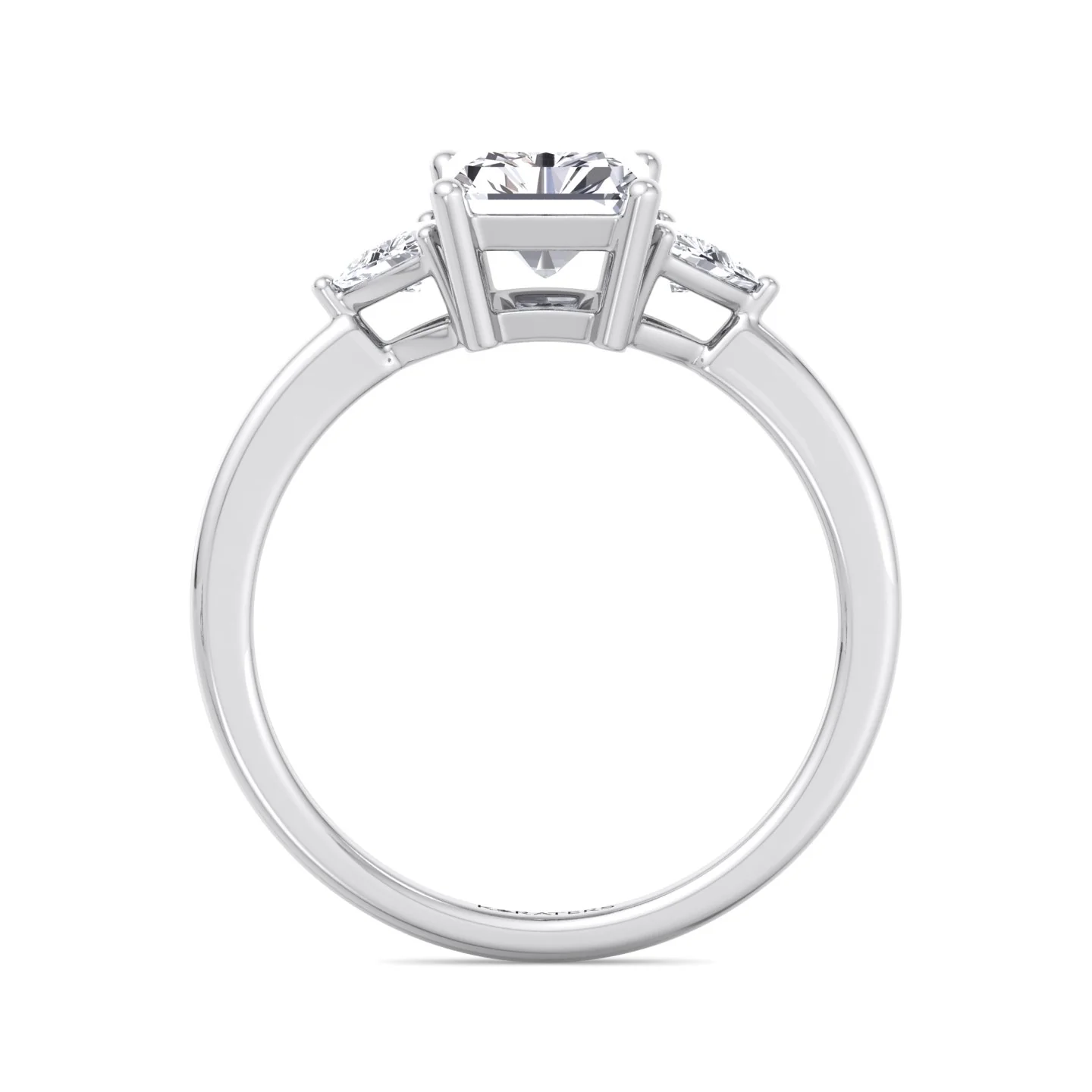 Radiant Cut Solitaire Lab Grown Diamond Engagement Ring with Trillion Sidestones - Image 5