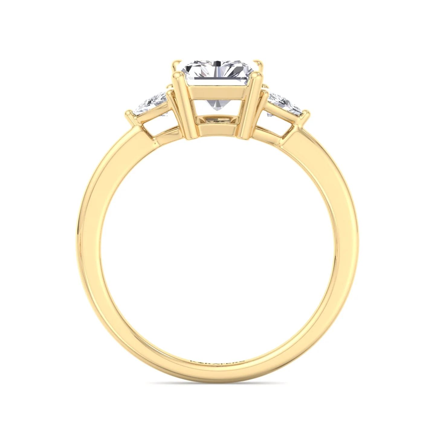 Radiant Cut Solitaire Lab Grown Diamond Engagement Ring with Trillion Sidestones - Image 9