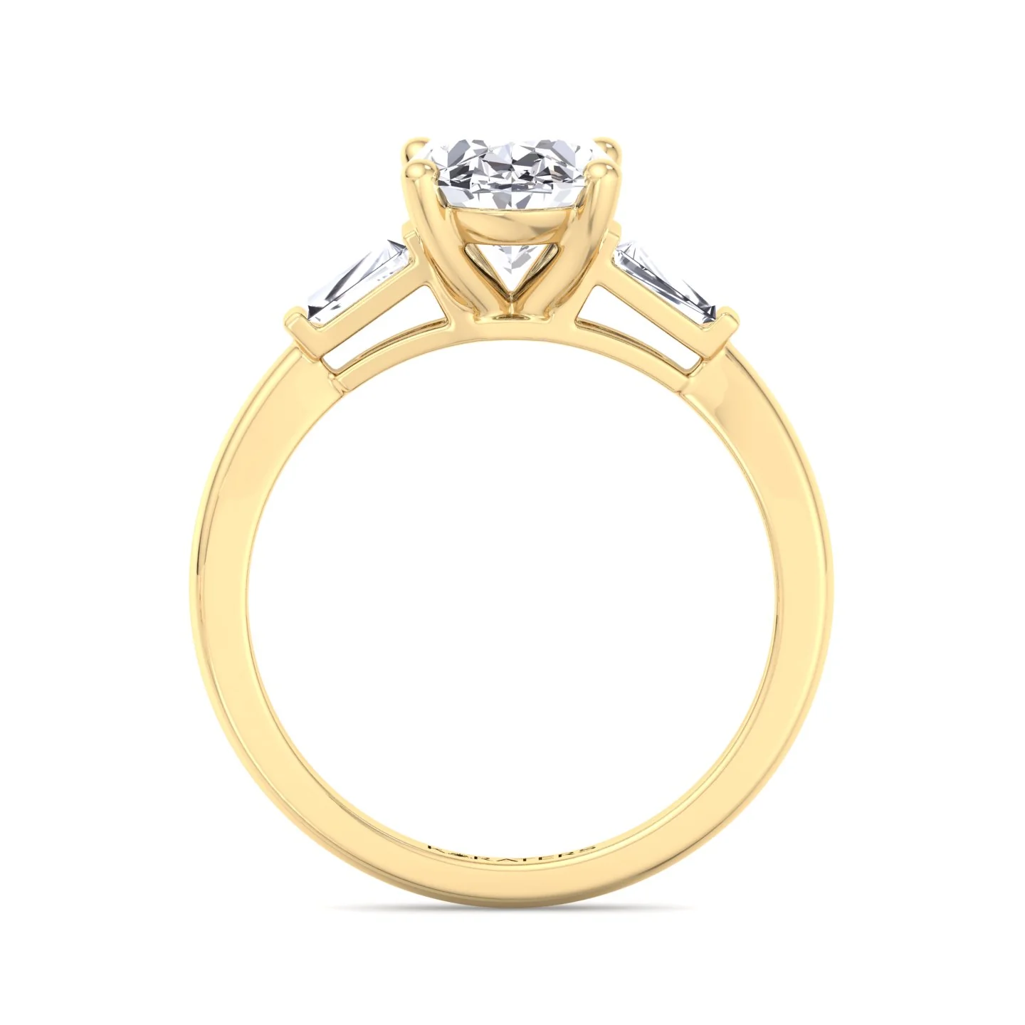 Oval Cut Lab Grown Diamond Engagement Ring with Tapered Baguette Side Stones - Image 6