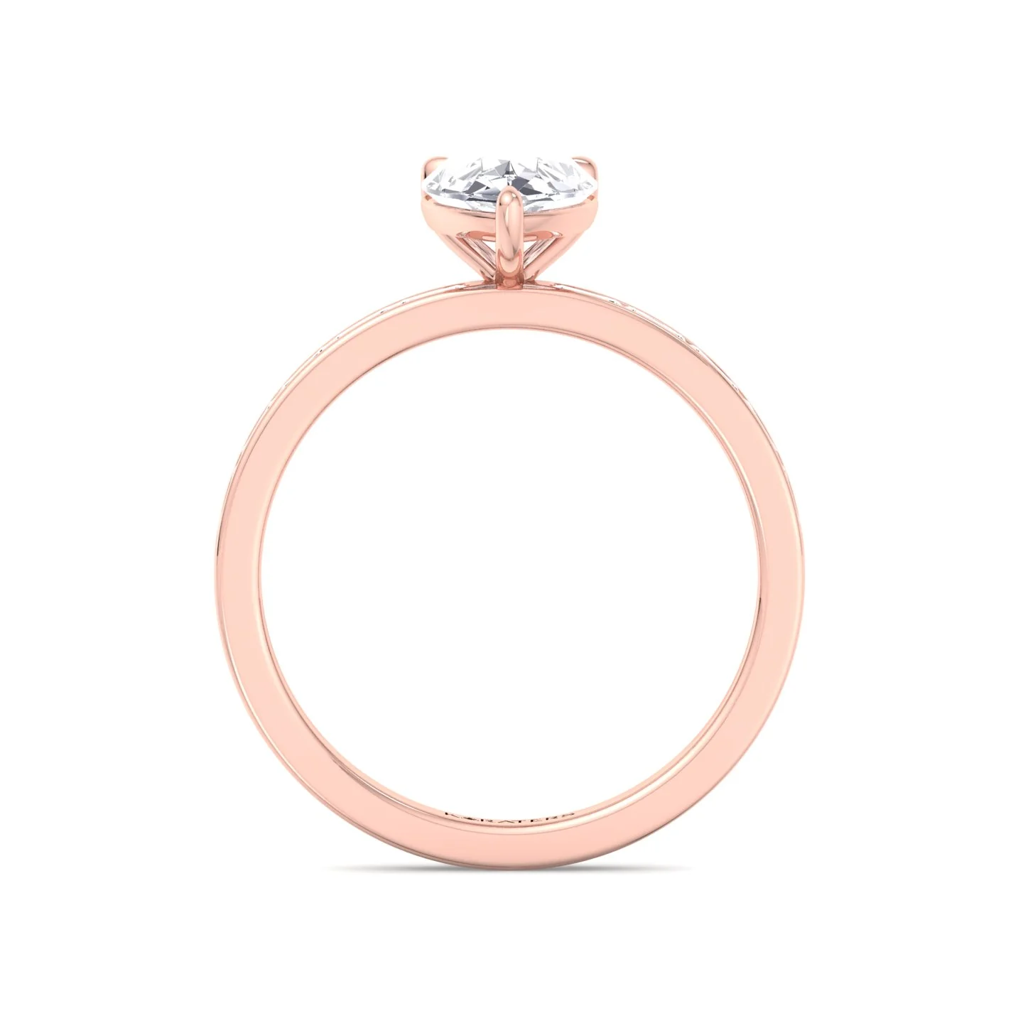 Pear Shape Lab Grown Engagement Ring with Channel Set Baguette Shape Side Stones - Image 13