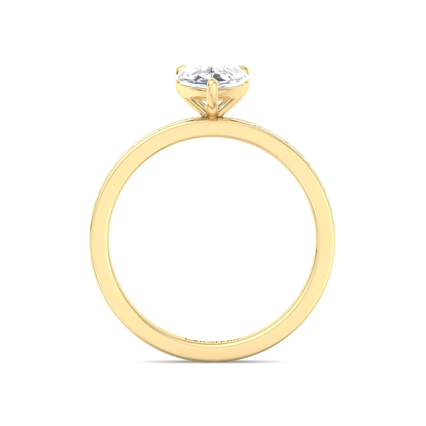 Pear Shape Lab Grown Engagement Ring with Channel Set Baguette Shape Side Stones - Image 9