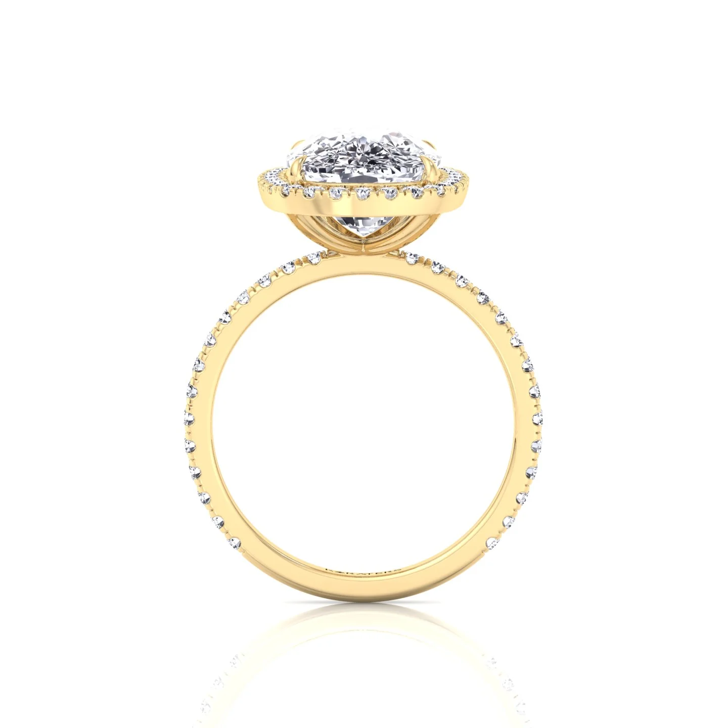 Elongated Cushion Shape Lab Grown Diamond Halo Engagement Ring with Round Sidestones - Image 12