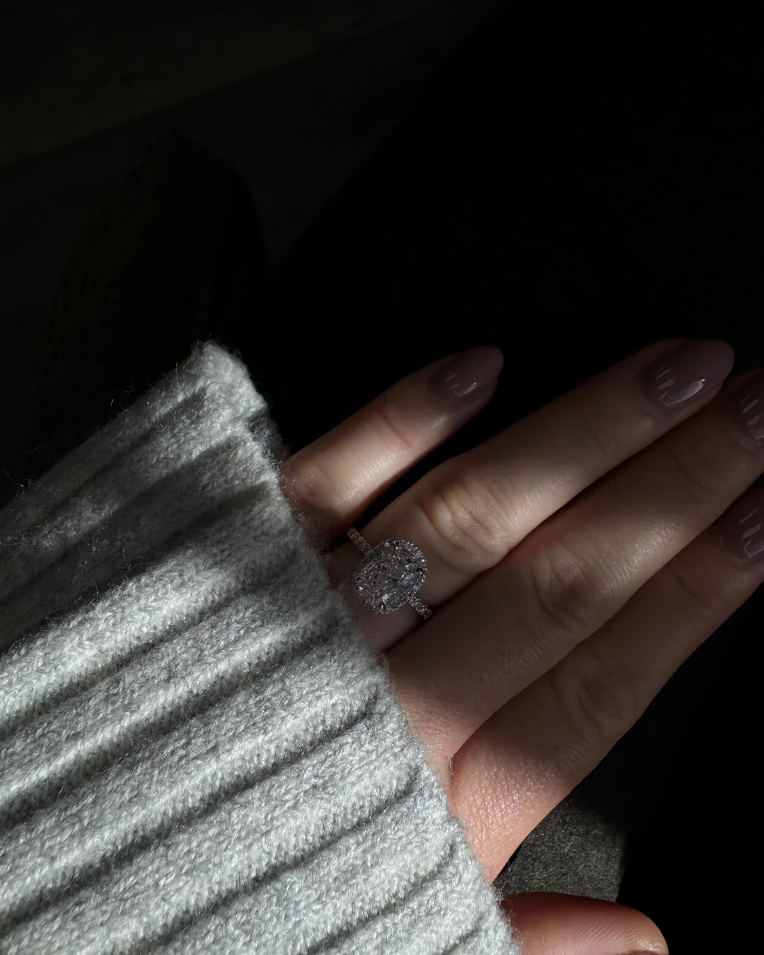 Elongated Cushion Shape Lab Grown Diamond Halo Engagement Ring with Round Sidestones - Image 21