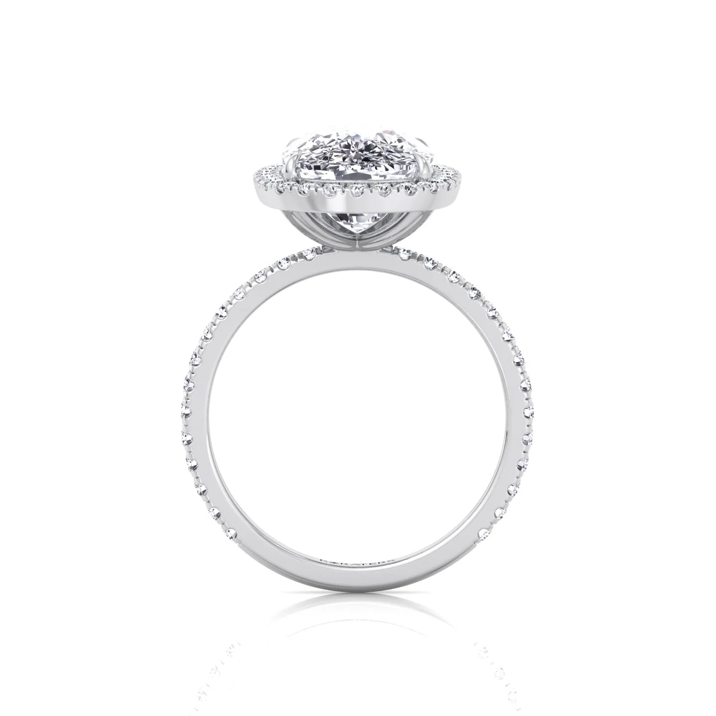 Elongated Cushion Shape Lab Grown Diamond Halo Engagement Ring with Round Sidestones - Image 6
