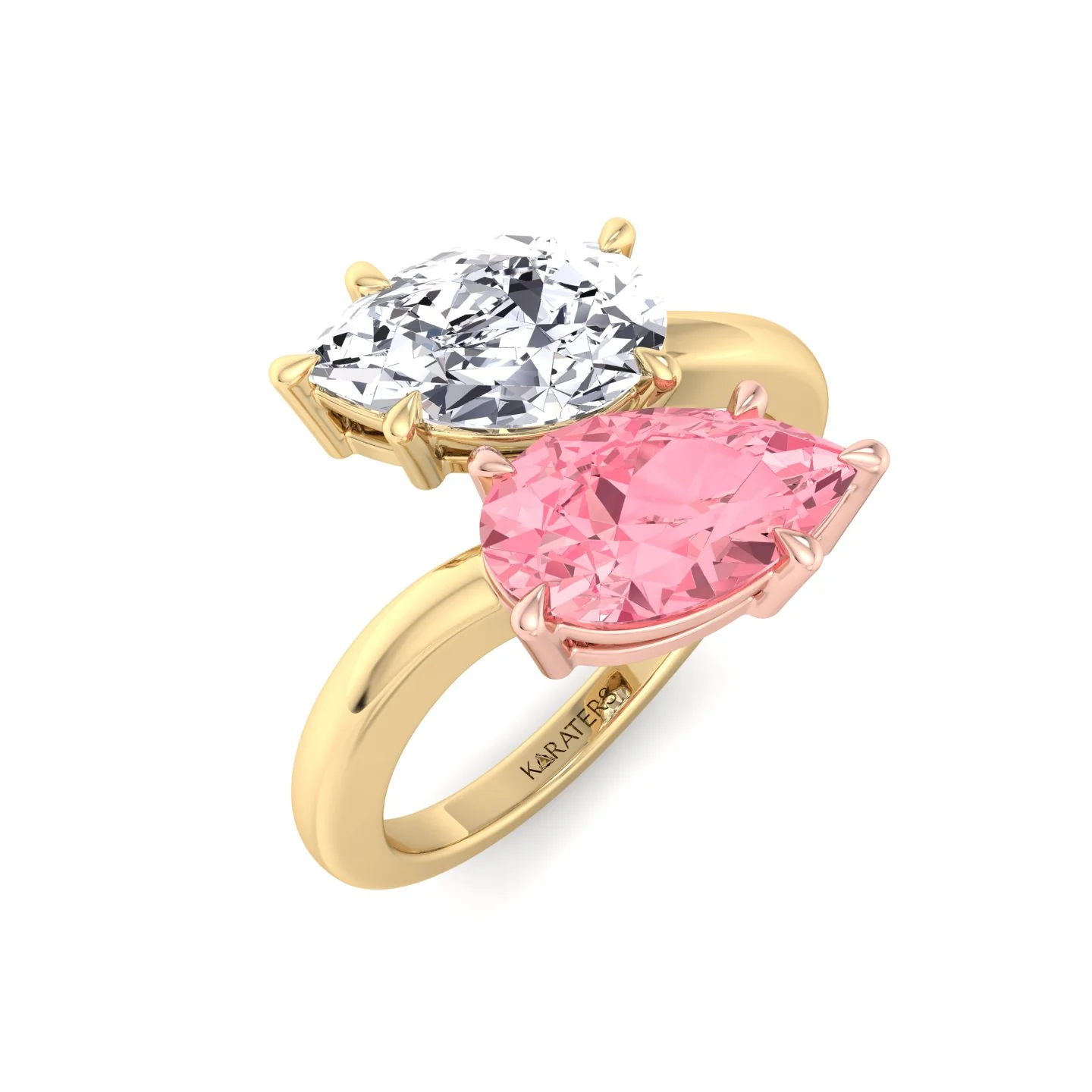 Pear Shape Bypass Ring in Fancy Pink Lab Grown Diamond - Image 10