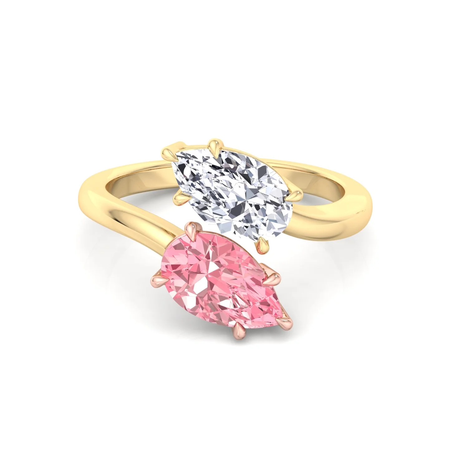 Pear Shape Bypass Ring in Fancy Pink Lab Grown Diamond - Image 11