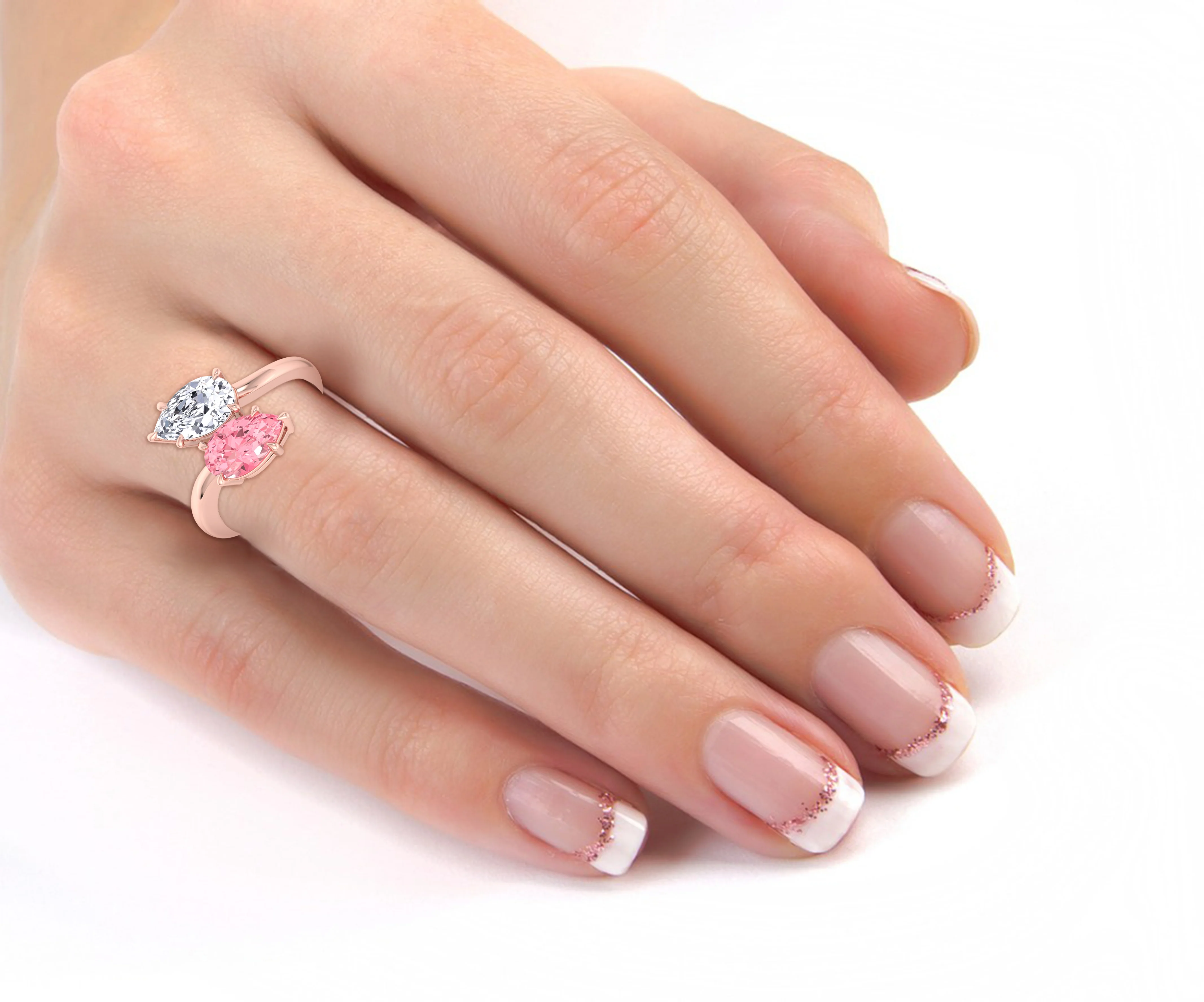 Pear Shape Bypass Ring in Fancy Pink Lab Grown Diamond - Image 12