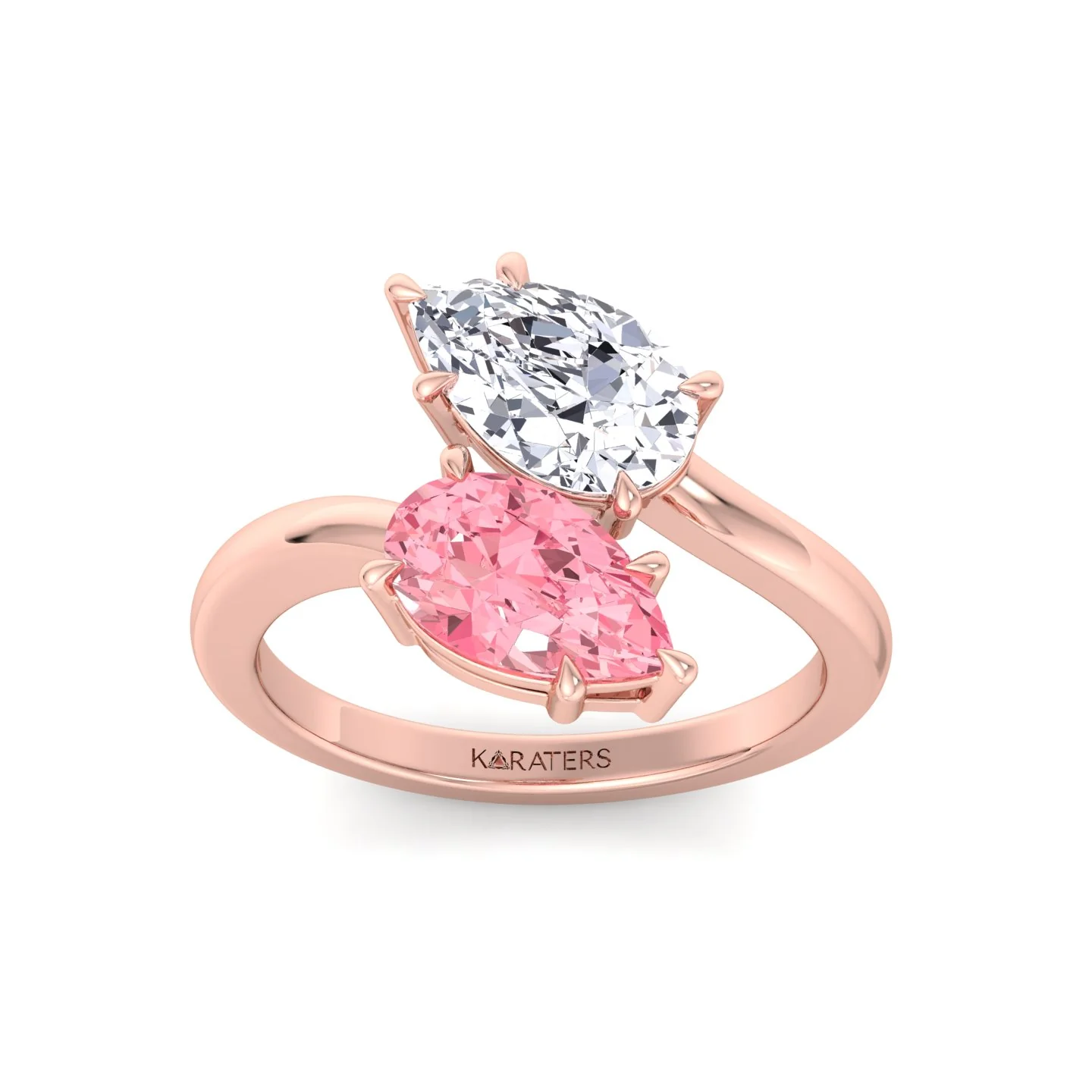 Pear Shape Bypass Ring in Fancy Pink Lab Grown Diamond - Image 13