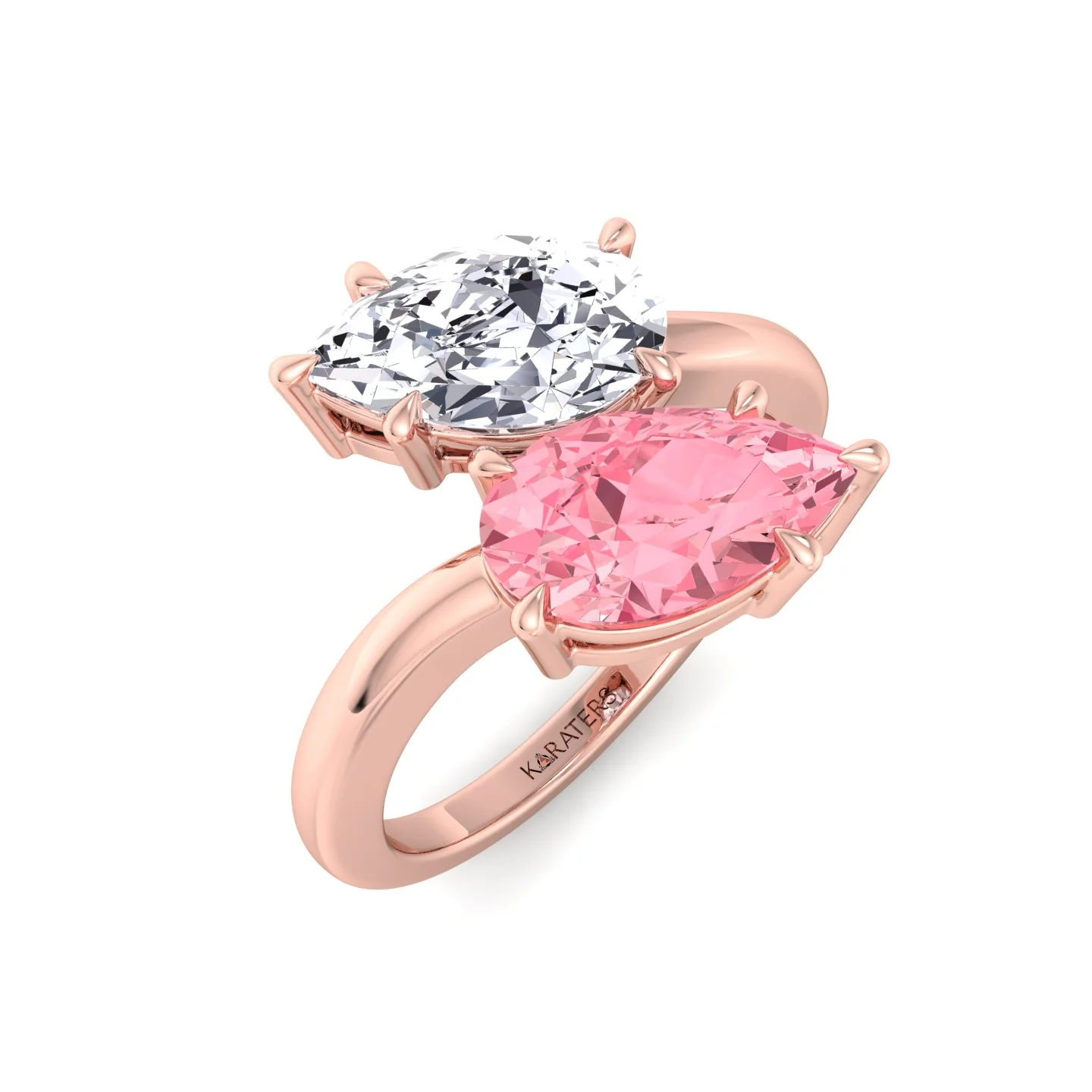 Pear Shape Bypass Ring in Fancy Pink Lab Grown Diamond - Image 15