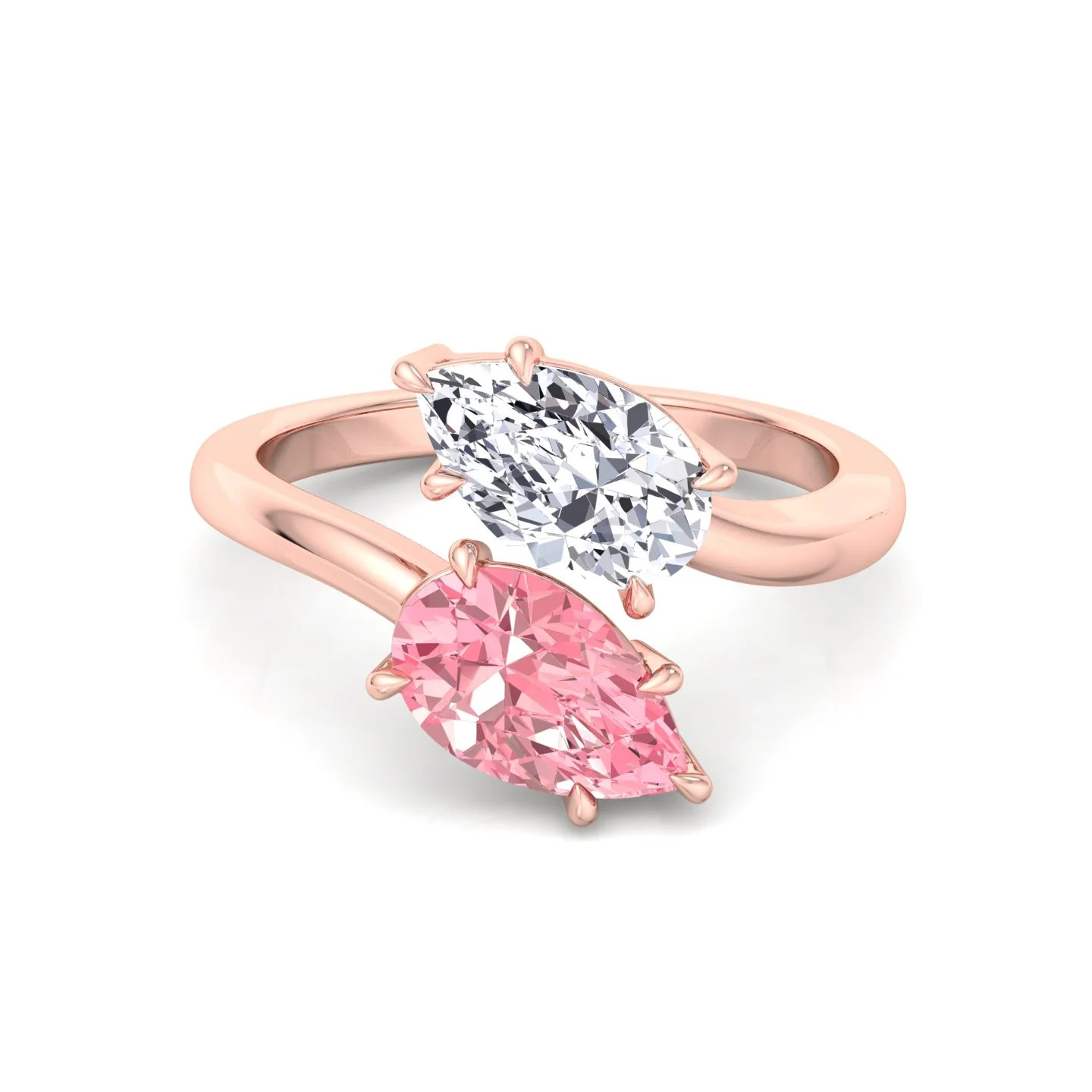 Pear Shape Bypass Ring in Fancy Pink Lab Grown Diamond - Image 16