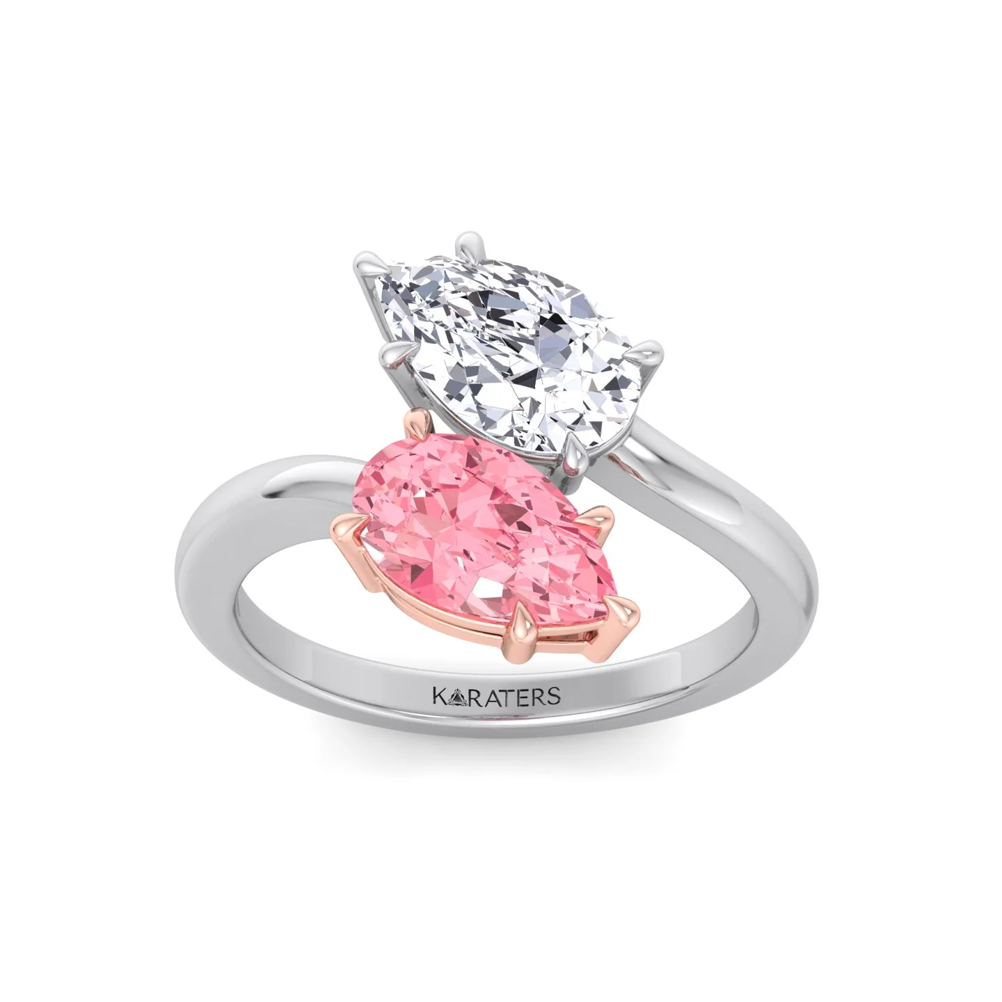 Pear Shape Bypass Ring in Fancy Pink Lab Grown Diamond - Image 3