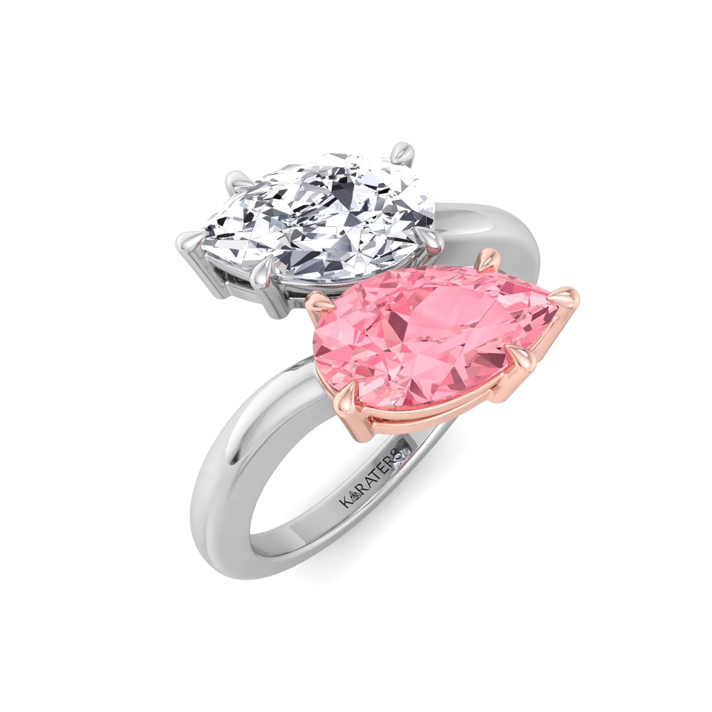 Pear Shape Bypass Ring in Fancy Pink Lab Grown Diamond - Image 5