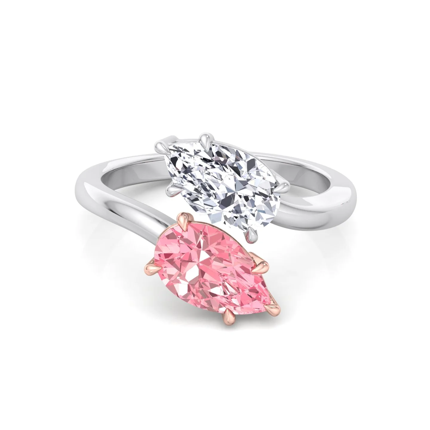 Pear Shape Bypass Ring in Fancy Pink Lab Grown Diamond - Image 6