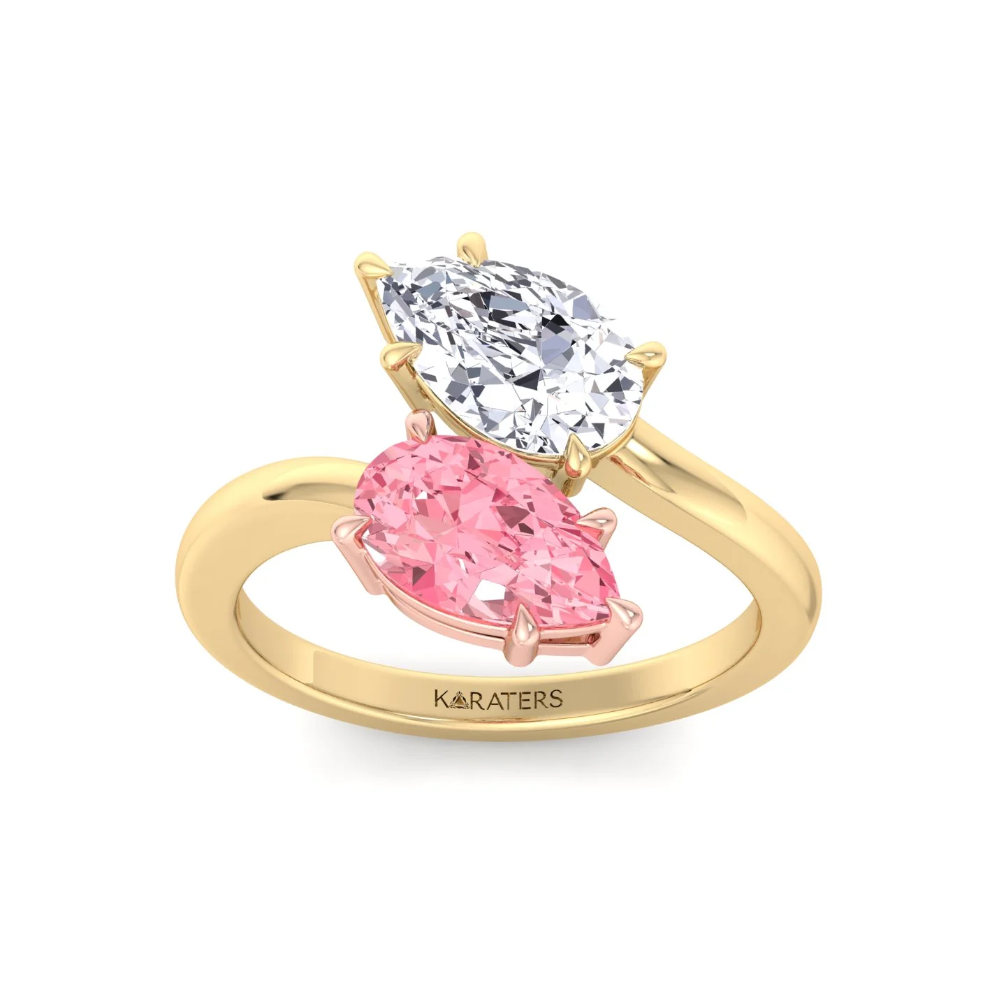 Pear Shape Bypass Ring in Fancy Pink Lab Grown Diamond - Image 8