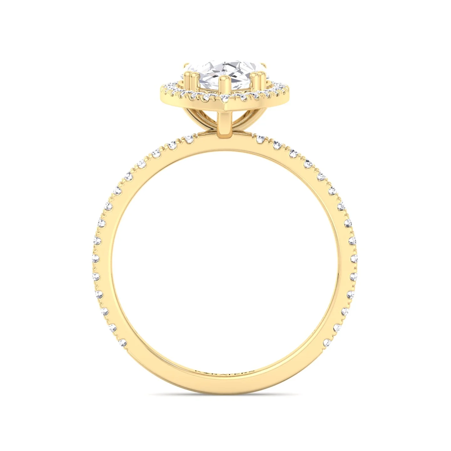 Pear Shaped Lab Grown Diamond Solitaire Engagement Ring with Halo & SideStones - Image 12