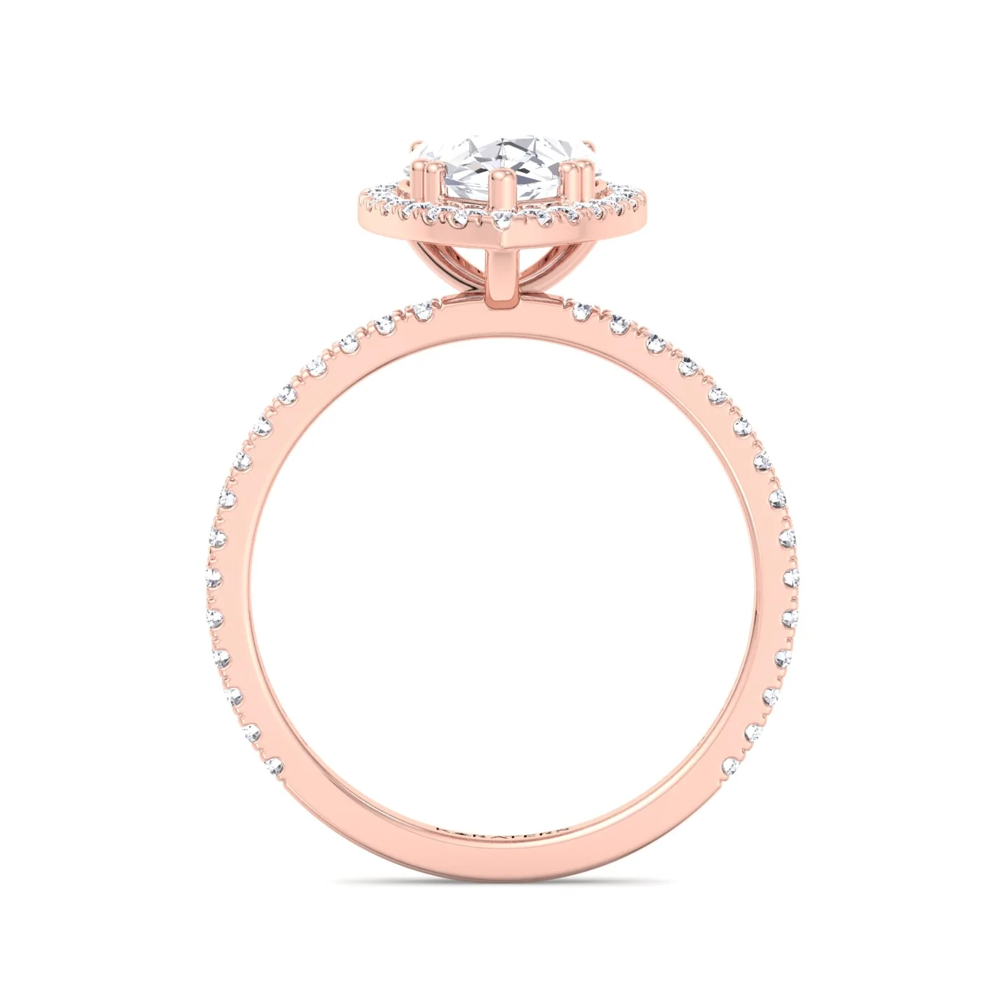 Pear Shaped Lab Grown Diamond Solitaire Engagement Ring with Halo & SideStones - Image 16