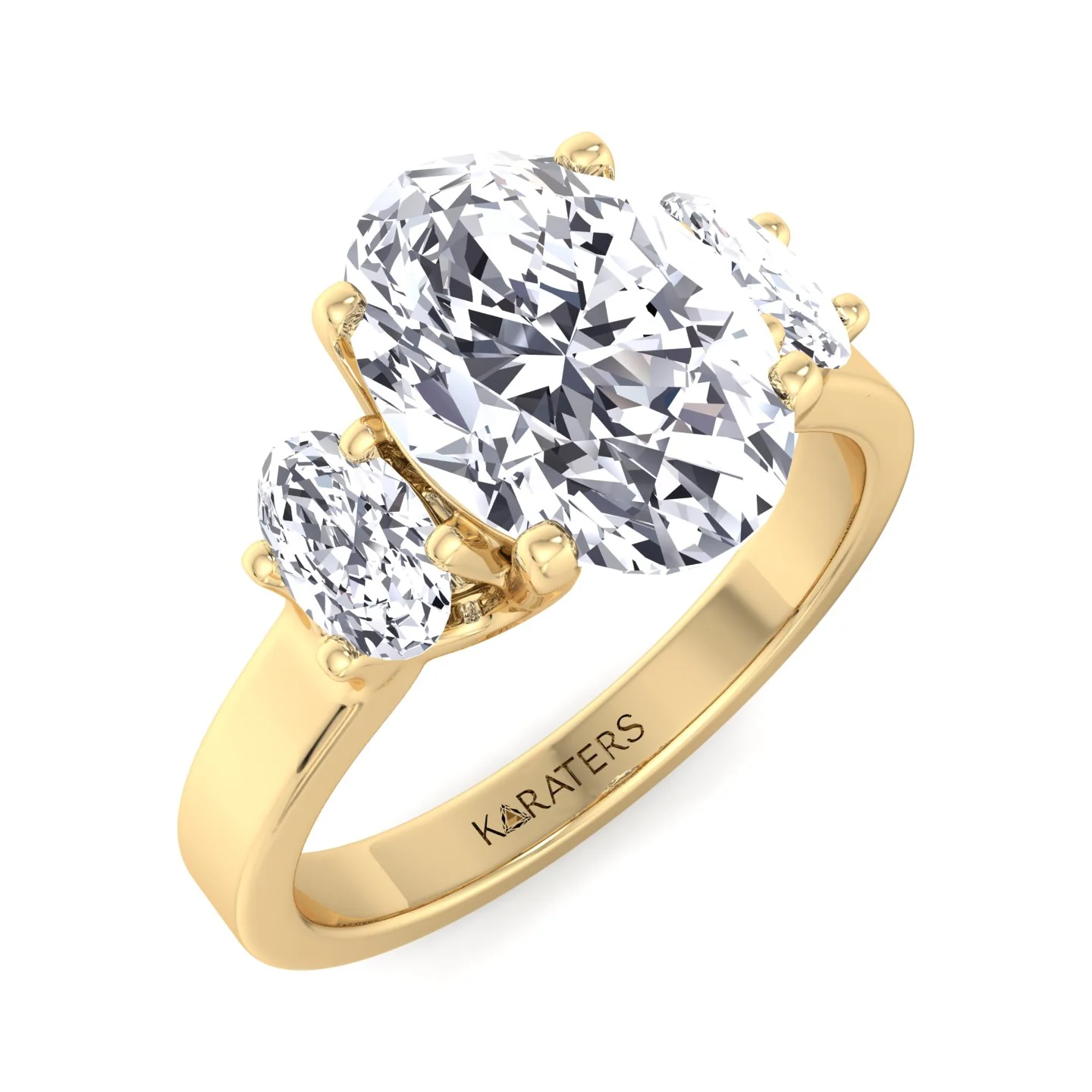 Oval Cut Lab Grown Diamond Engagement Ring with Oval Side Stones - Image 10