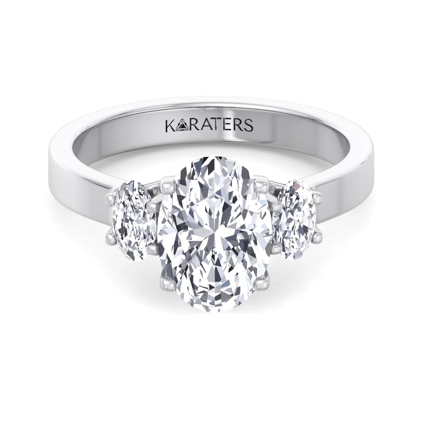 Oval Cut Lab Grown Diamond Engagement Ring with Oval Side Stones - Image 9