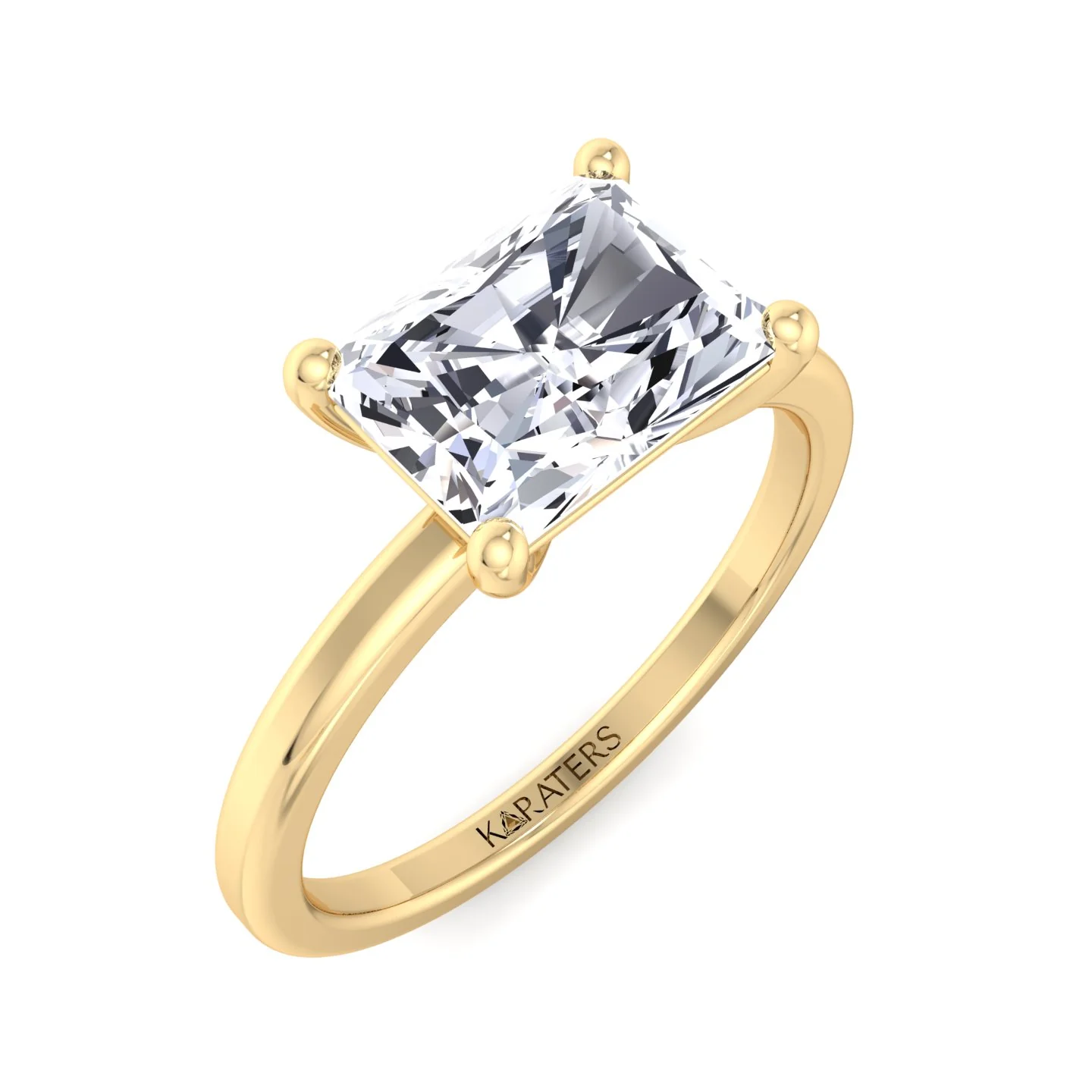 Radiant Cut Solitaire Lab Grown Diamond Engagement Ring East West - Image 11