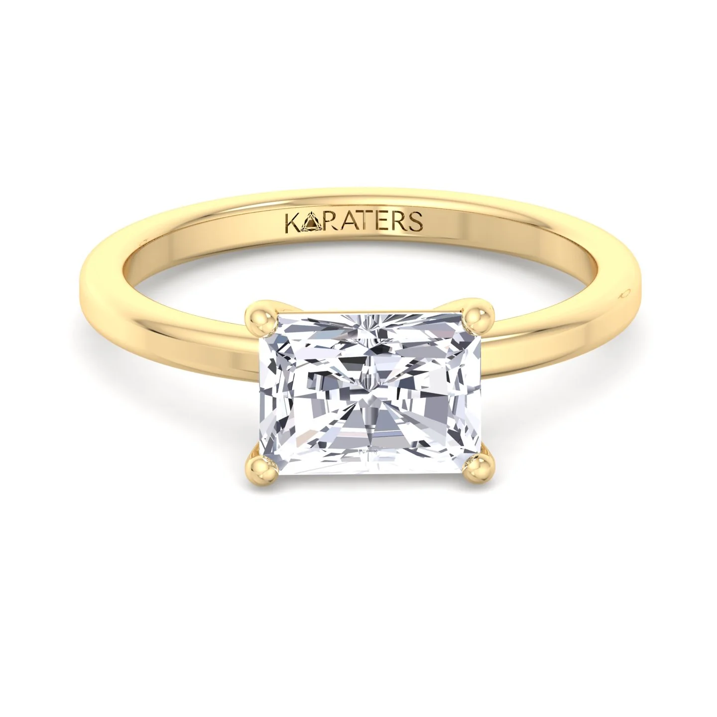 Radiant Cut Solitaire Lab Grown Diamond Engagement Ring East West - Image 12