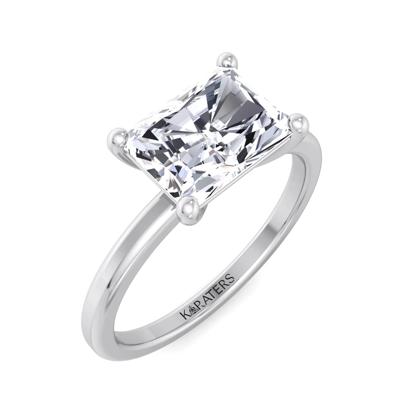 Radiant Cut Solitaire Lab Grown Diamond Engagement Ring East West - Image 4
