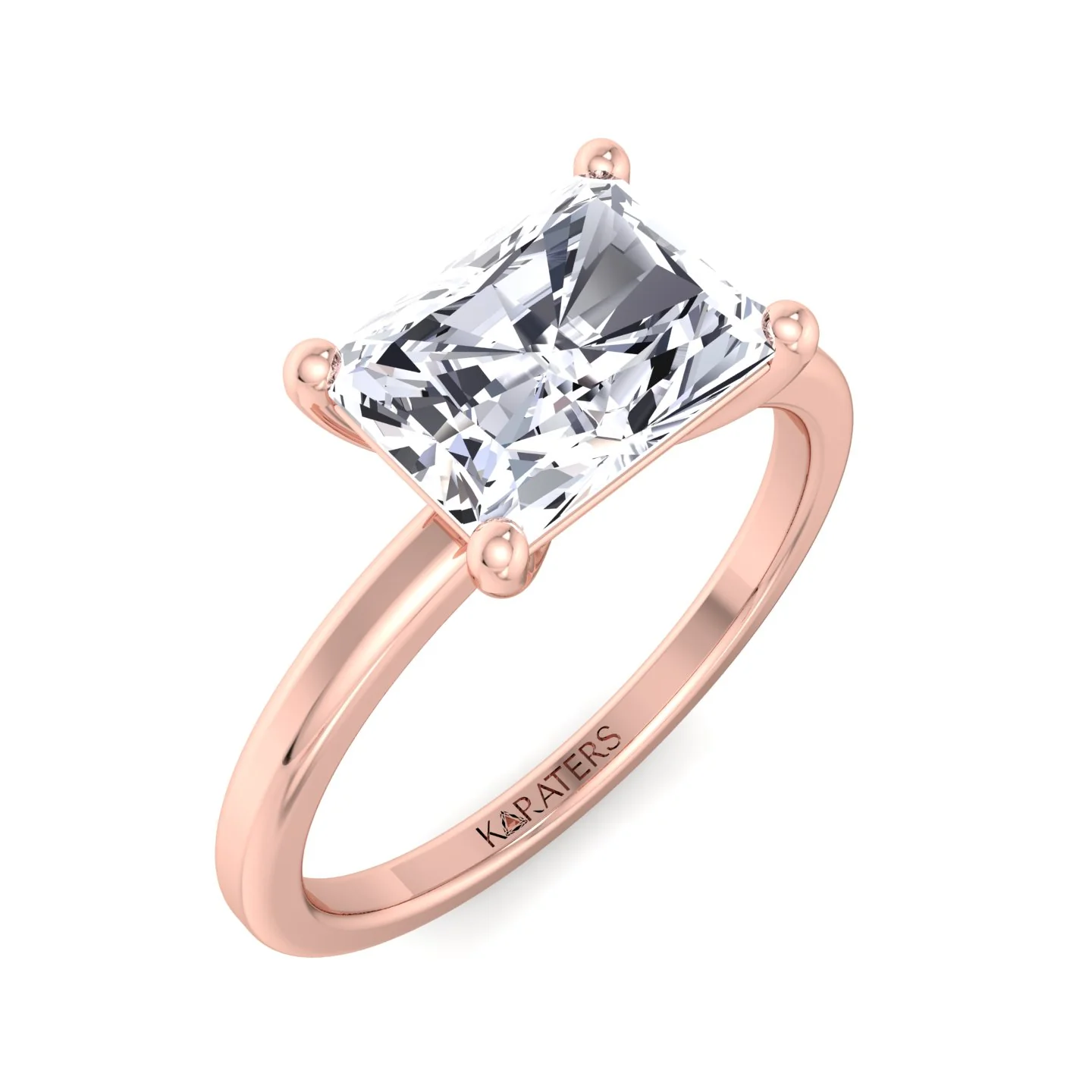 Radiant Cut Solitaire Lab Grown Diamond Engagement Ring East West - Image 7