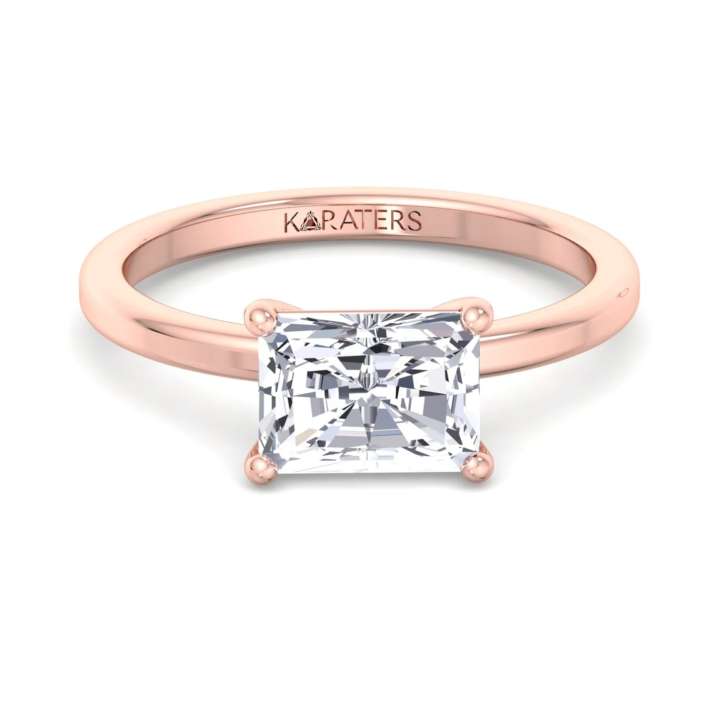 Radiant Cut Solitaire Lab Grown Diamond Engagement Ring East West - Image 8