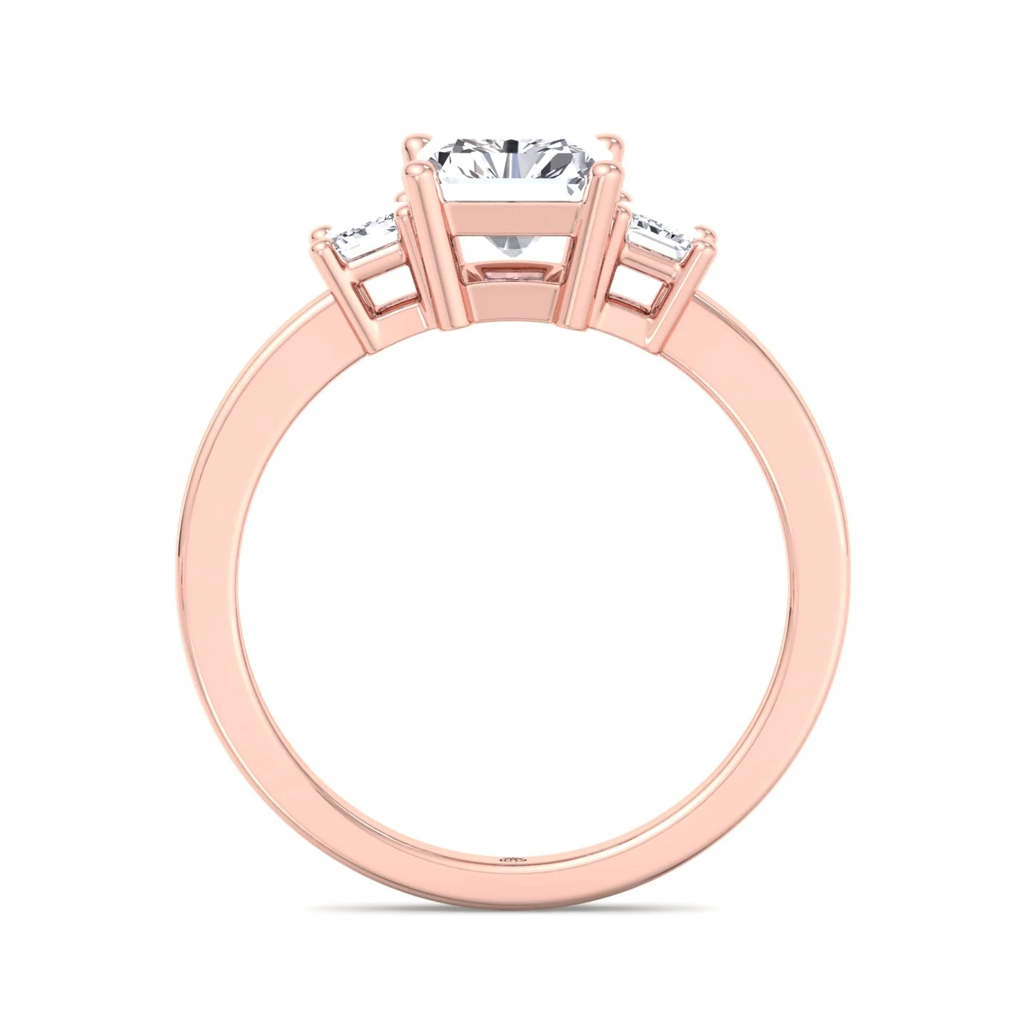 Radiant Cut Lab Grown Diamond Engagement Ring with Emerald Sidestones - Image 13