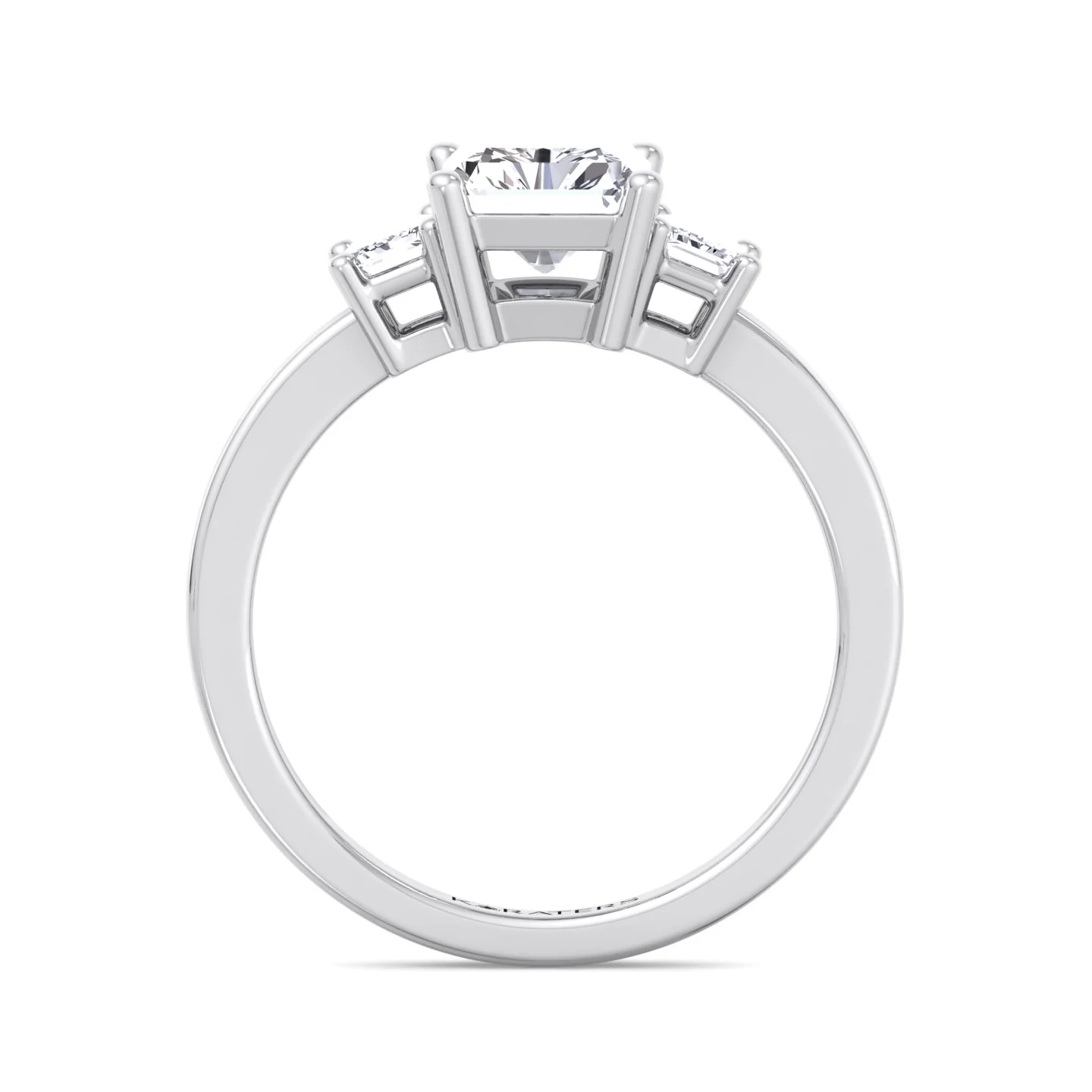 Radiant Cut Lab Grown Diamond Engagement Ring with Emerald Sidestones - Image 5