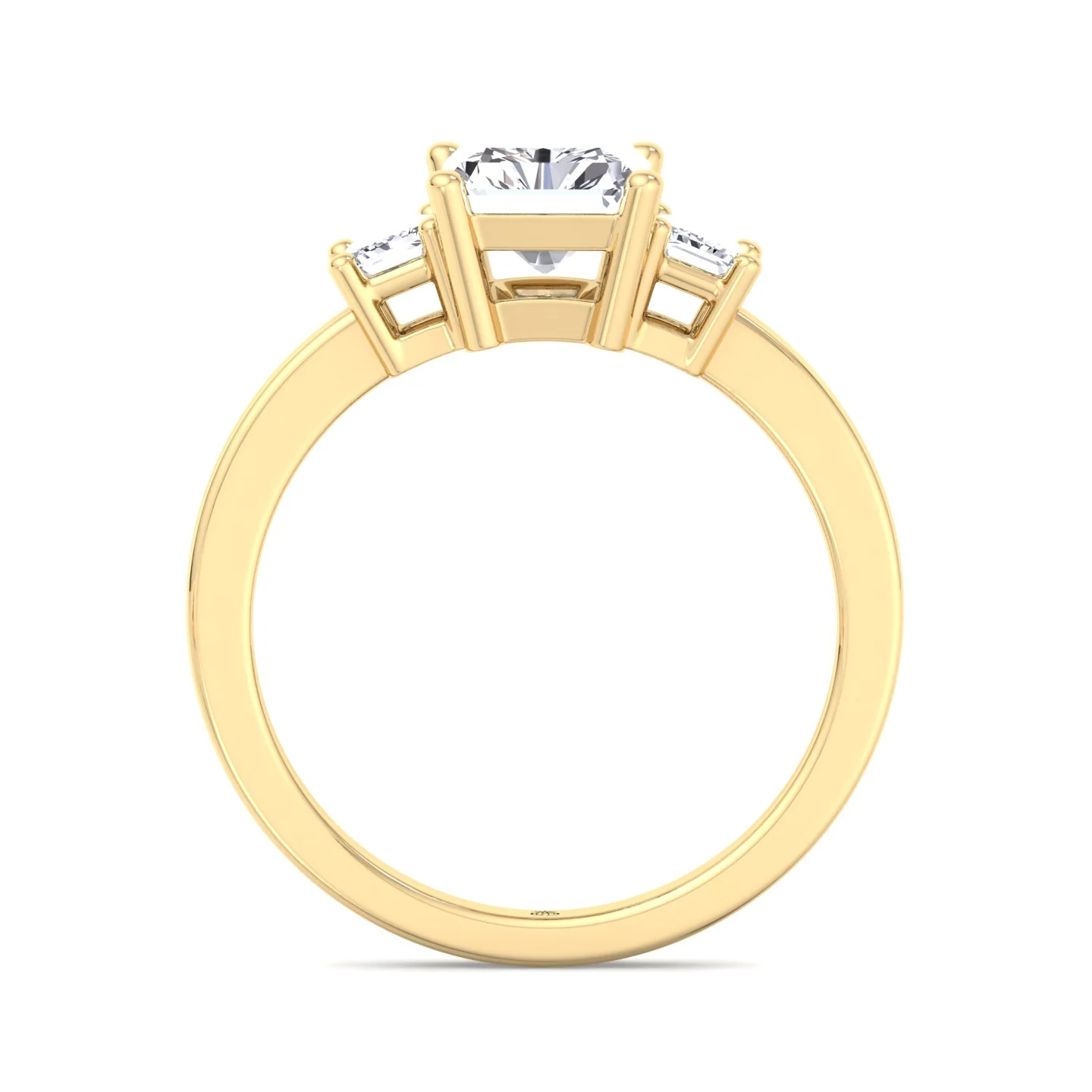 Radiant Cut Lab Grown Diamond Engagement Ring with Emerald Sidestones - Image 8