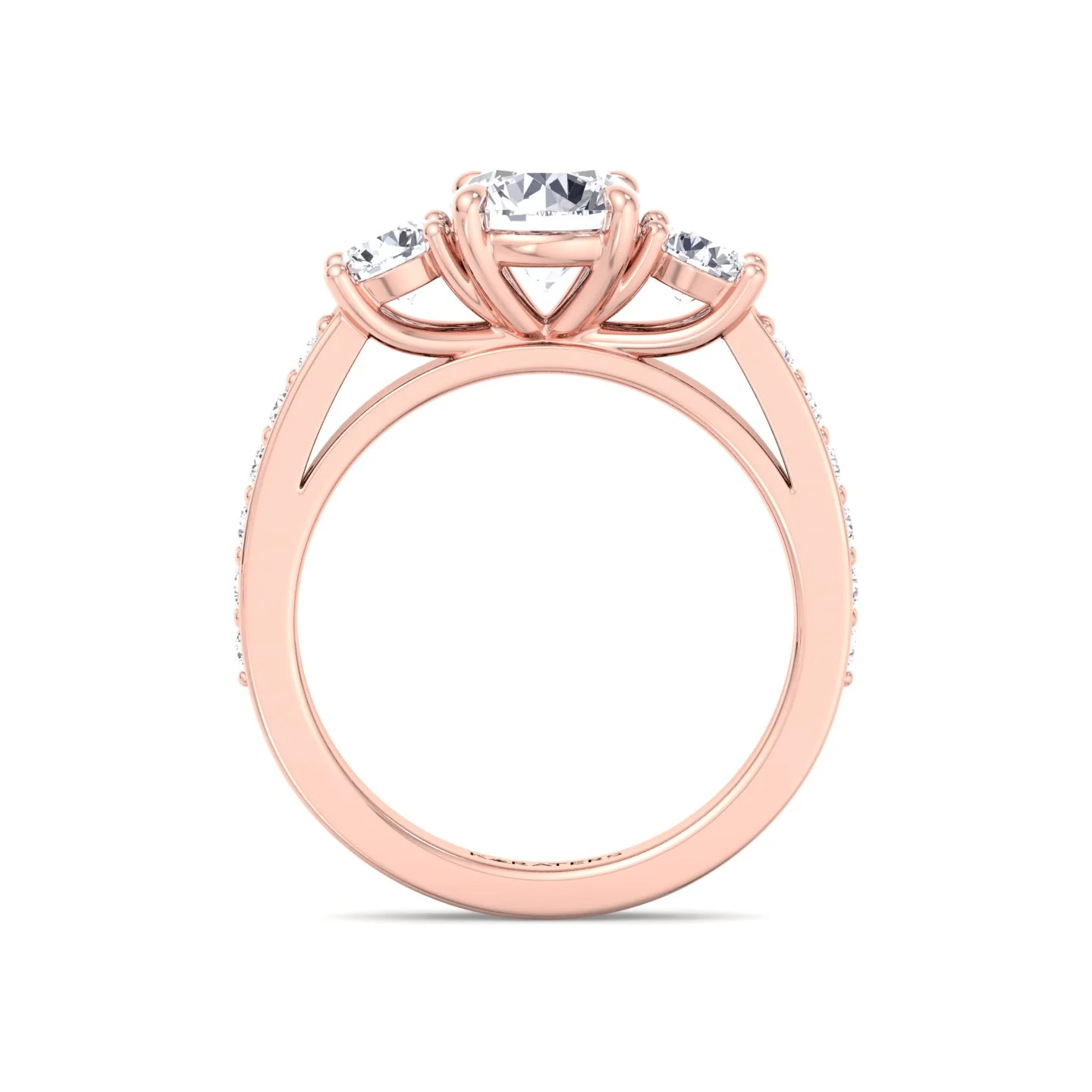 Round Cut Lab Grown Diamond Engagement Ring with Round Sidestones - Image 8