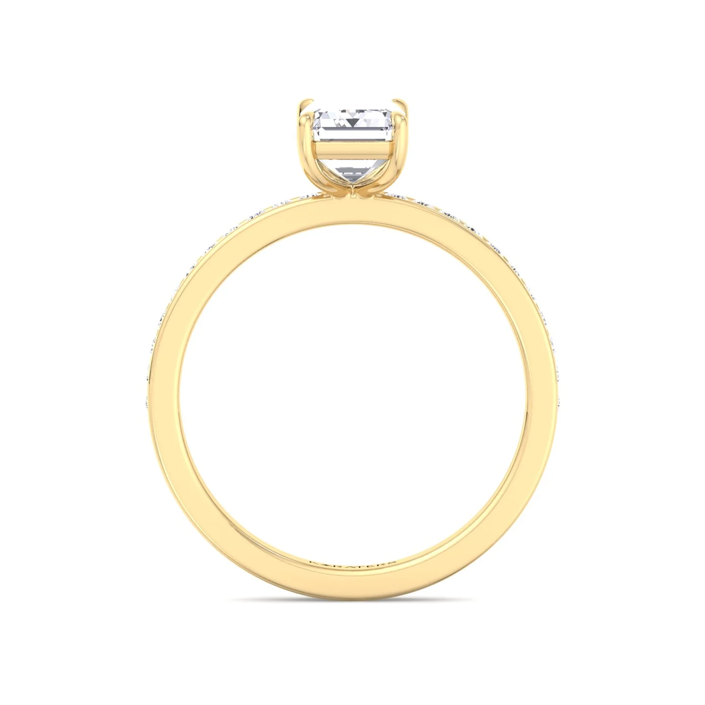 Emerald Shape Lab Grown Diamond Engagement Ring with Channel Set Side Stones - Image 12