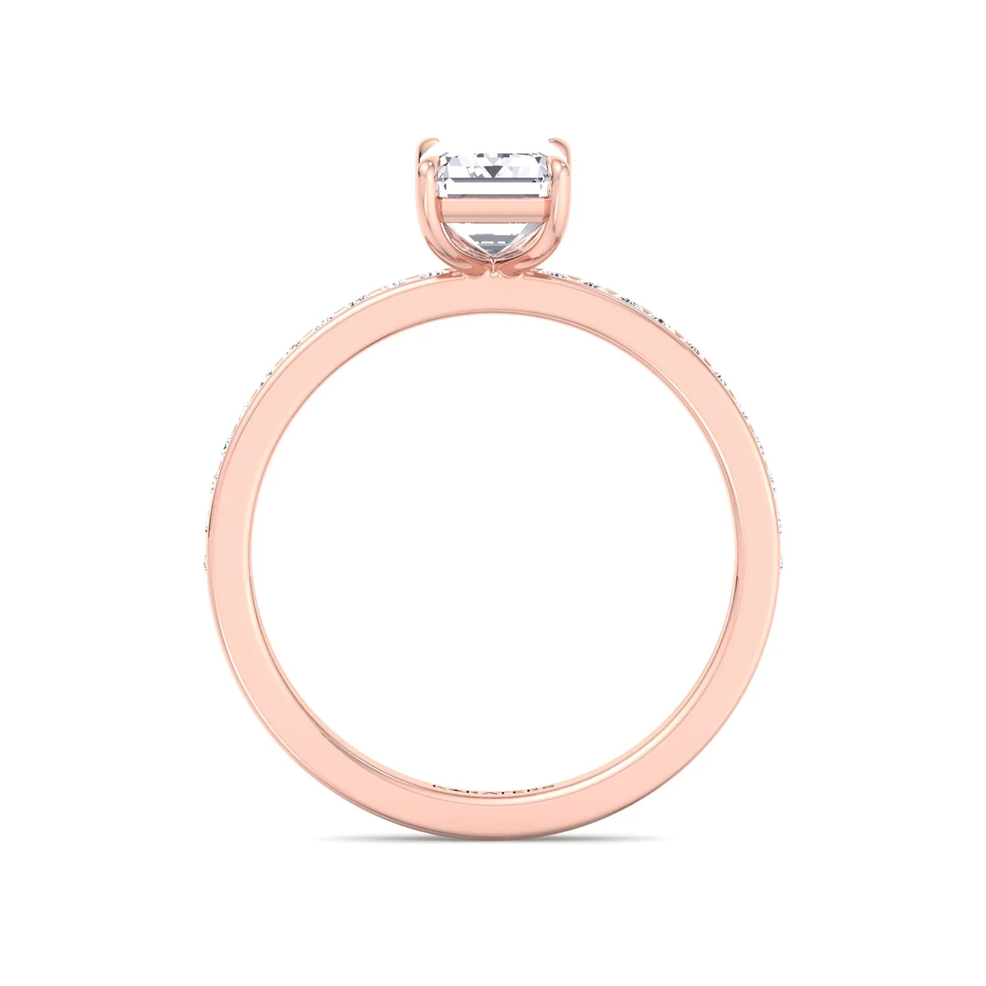 Emerald Shape Lab Grown Diamond Engagement Ring with Channel Set Side Stones - Image 16