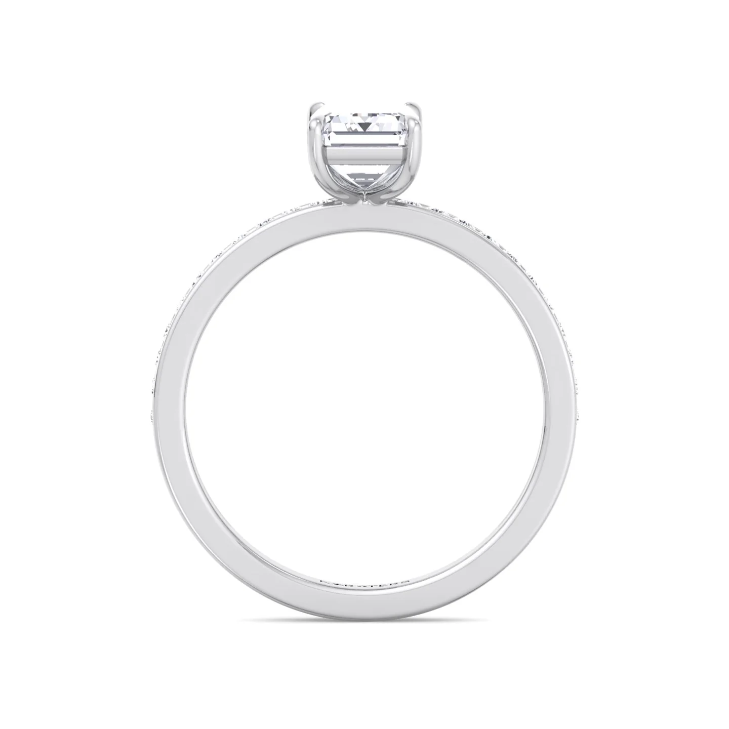 Emerald Shape Lab Grown Diamond Engagement Ring with Channel Set Side Stones - Image 8
